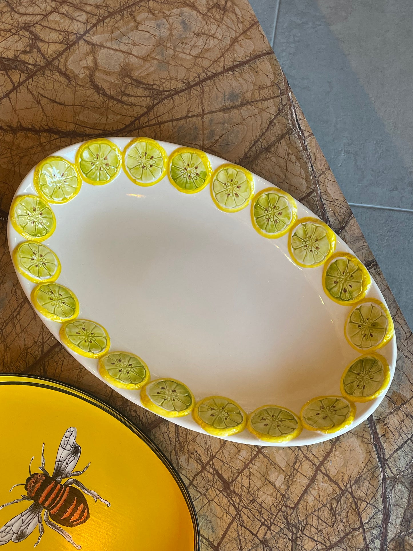 Stort fad m. citronskiver - Italiensk porcelæn