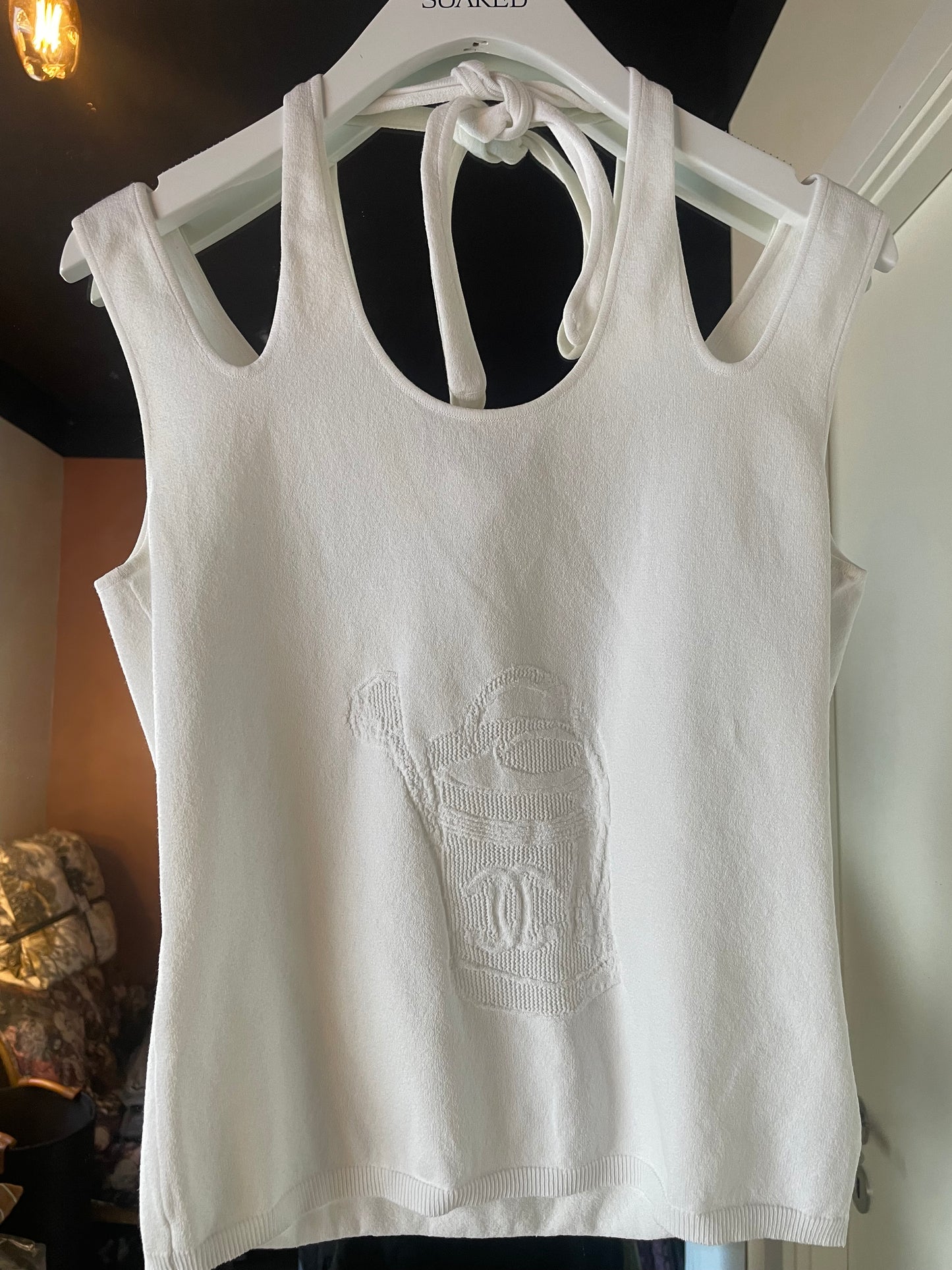 Chanel - Top m. bindebånd om hals