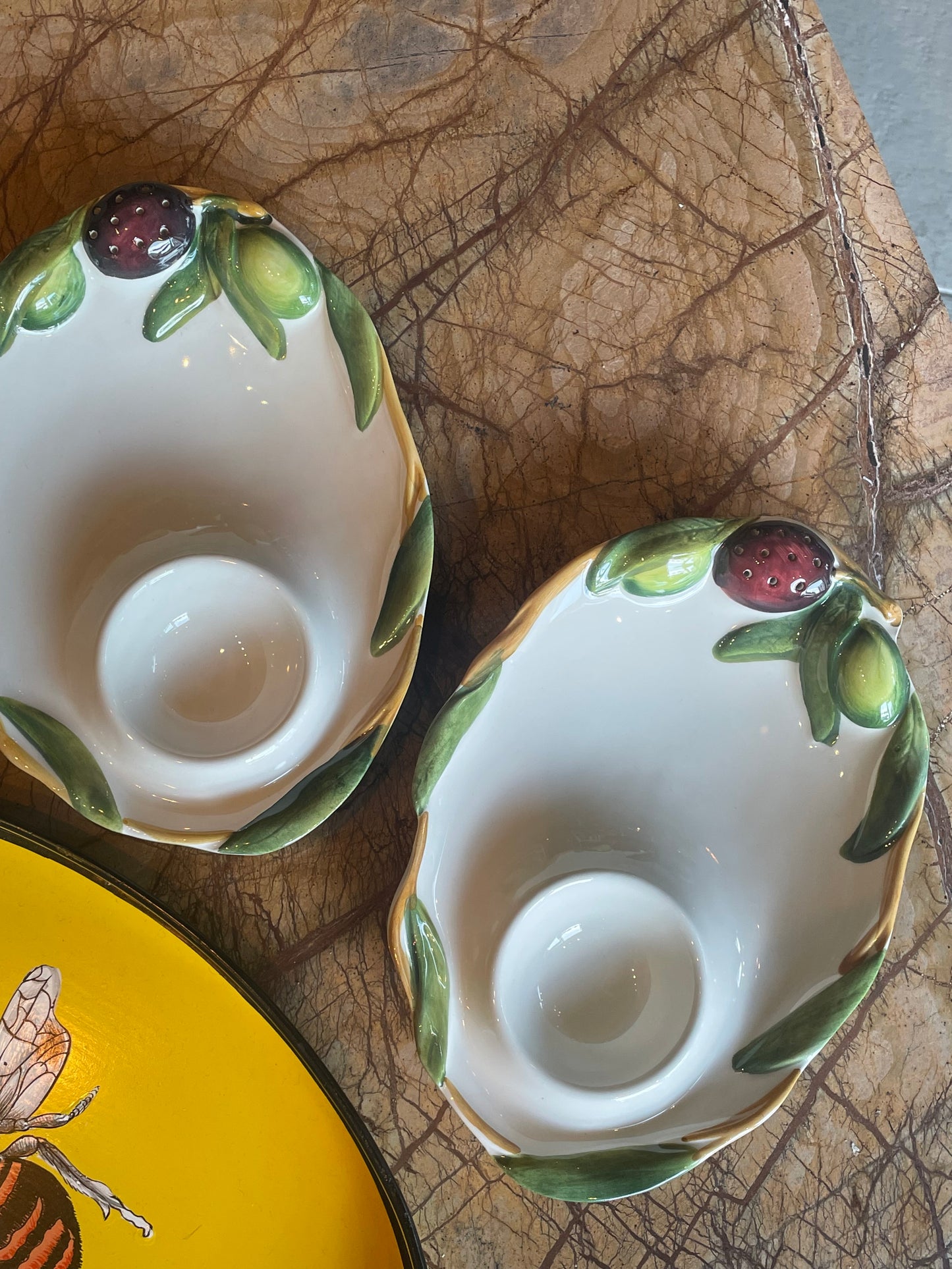 Fad til oliven - Italiensk porcelæn - M. tandstikholder