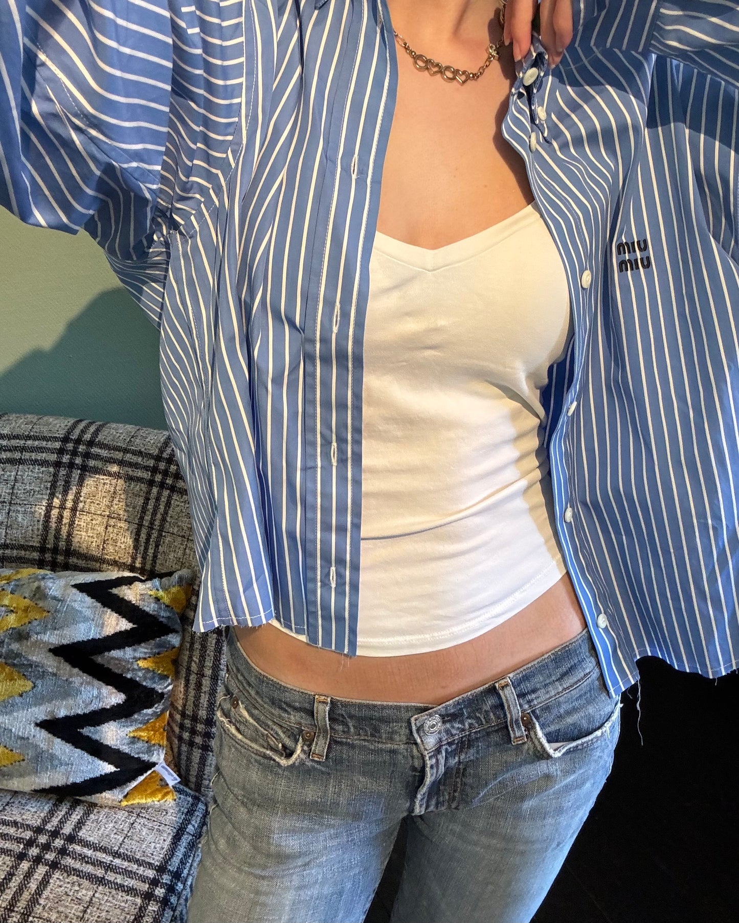 Miu Miu Poplin Shirt - Ny & eftertragtet - Boxy fit, Medium
