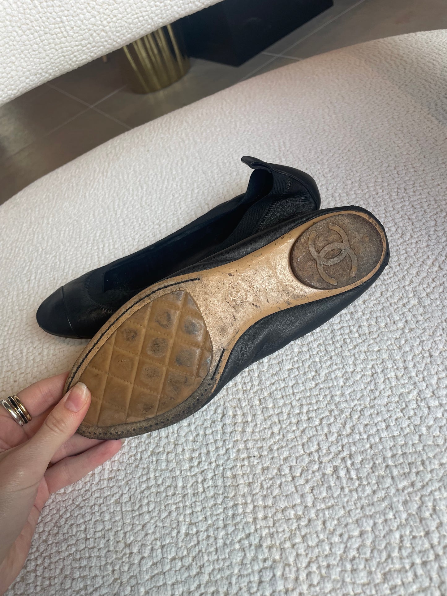 Chanel ballerina - Sort læder - 38