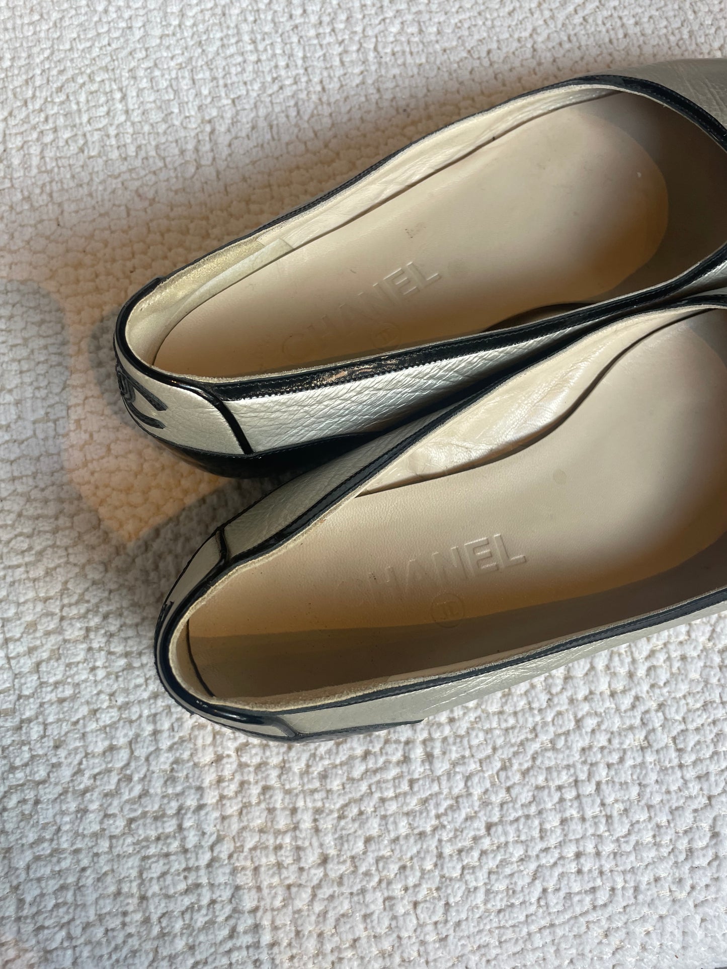 Chanel ballerina - Sølv læder - 38