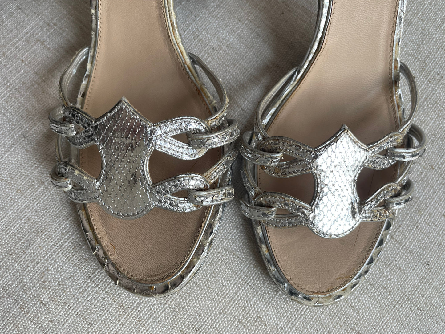 Chanel - heels - Ægte Python - Silver - 38