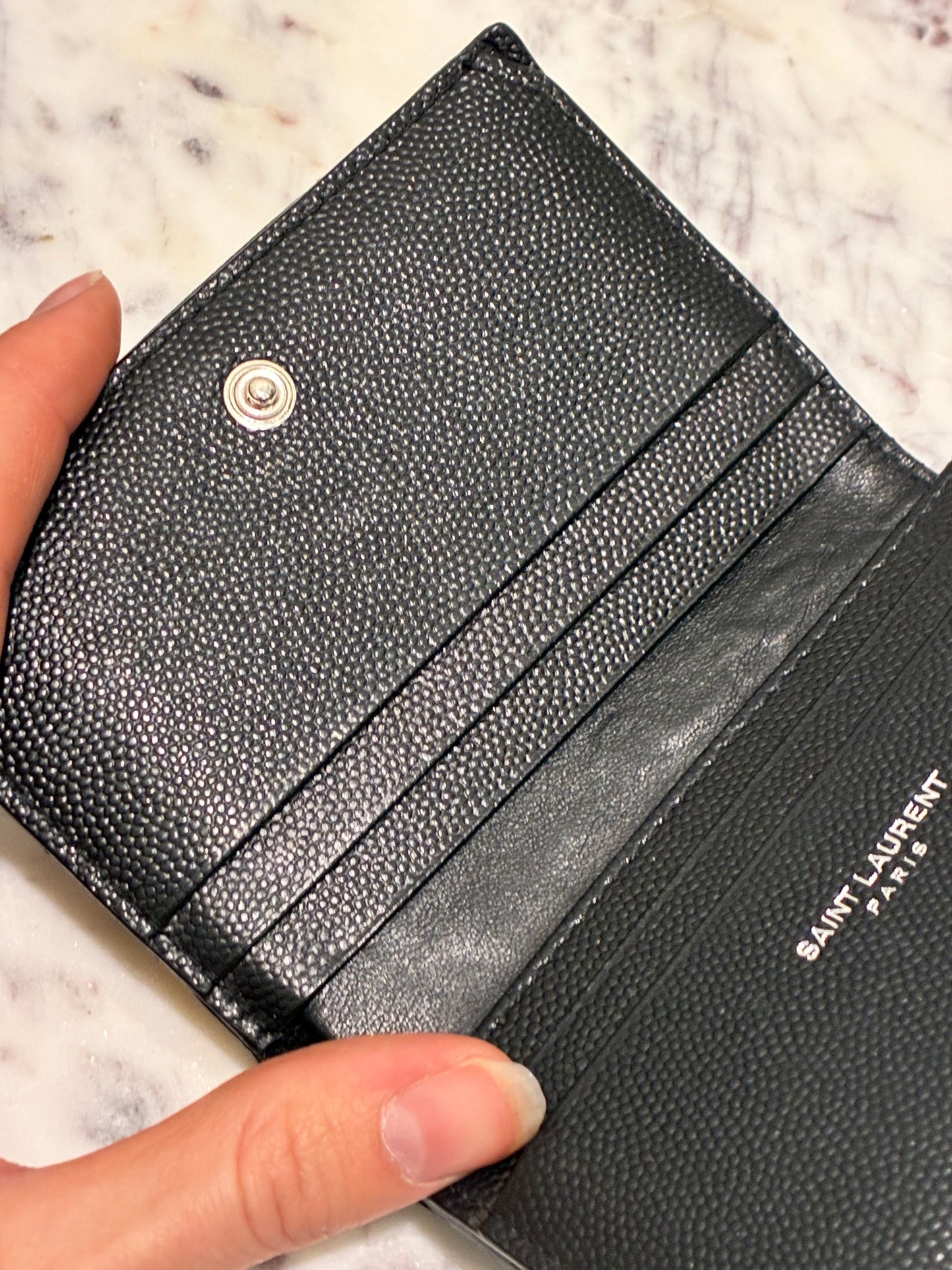 YSL Wallet - Black Calfskin & Silver Logo