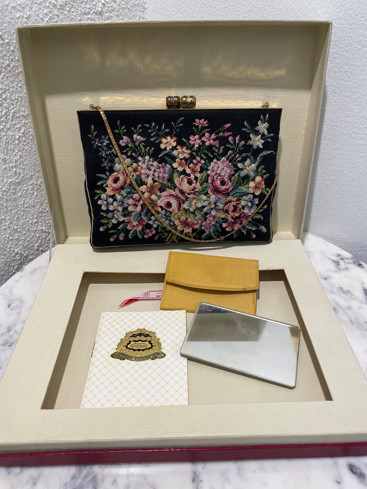 Antique J. Jolles Studios Vienna Petit Point Evening Bag – Complete with Original Box