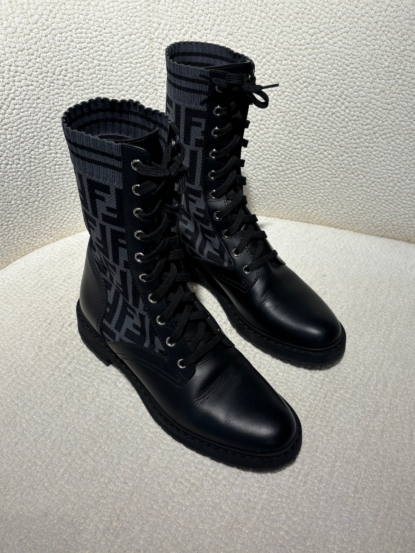 Fendi Boots - Leather & Stretch - Black & Grey
