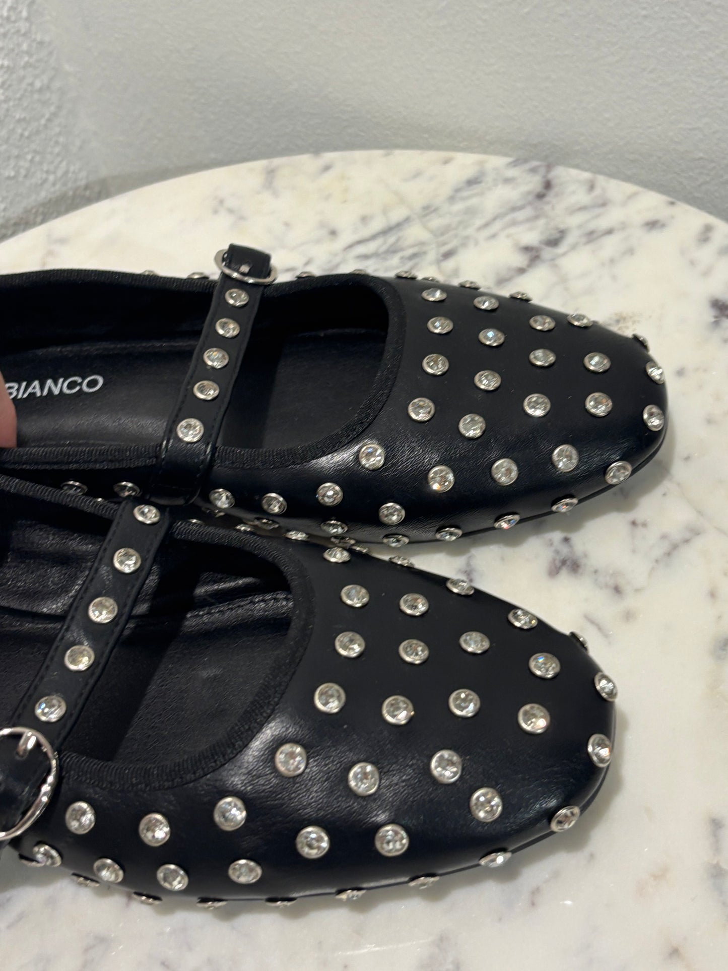 Medina x Bianco - Black ballerinas w stones - 39 - Medinas Wardrobe