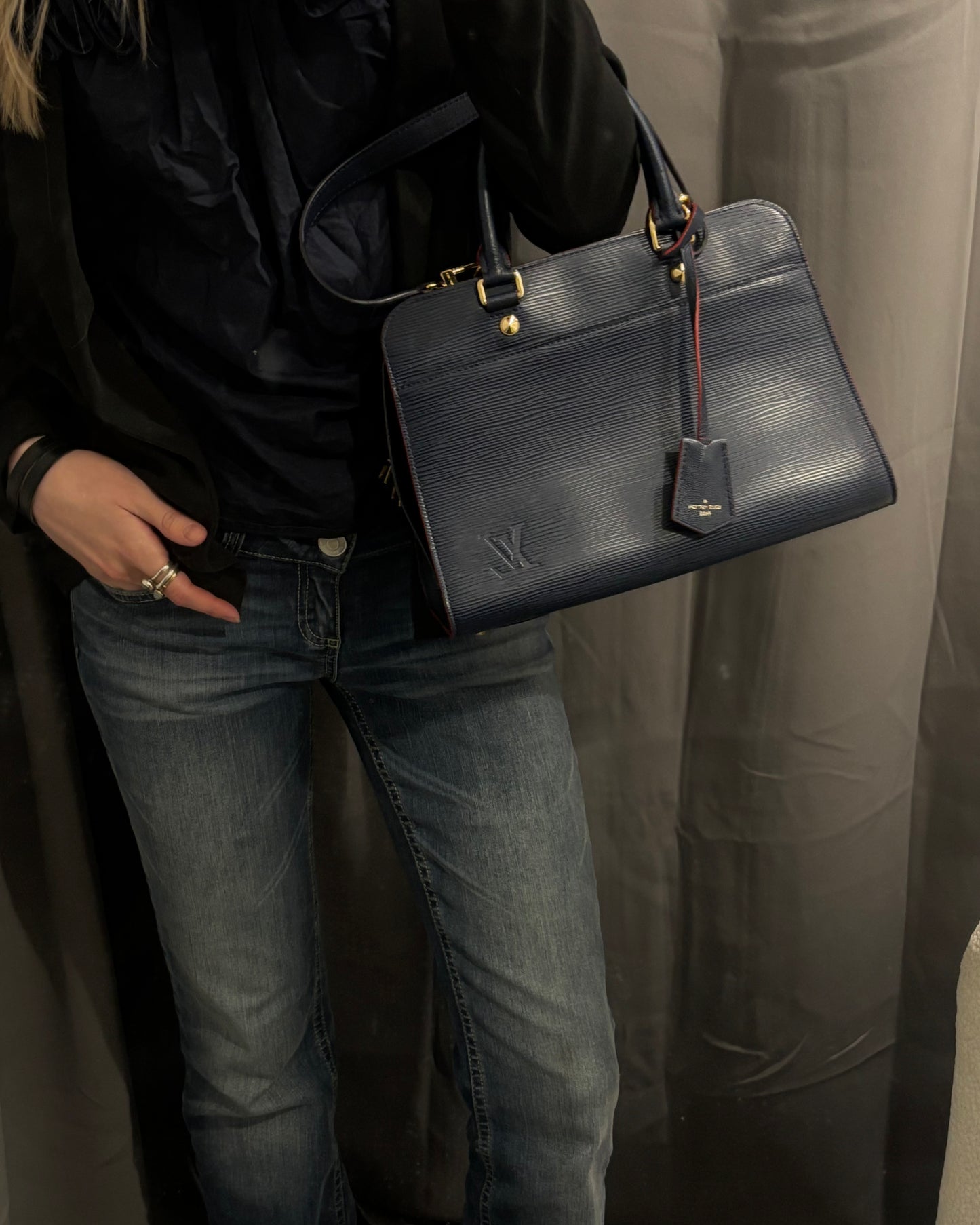 Louis Vuitton Satchel – Blue Epi Leather with Red Trim