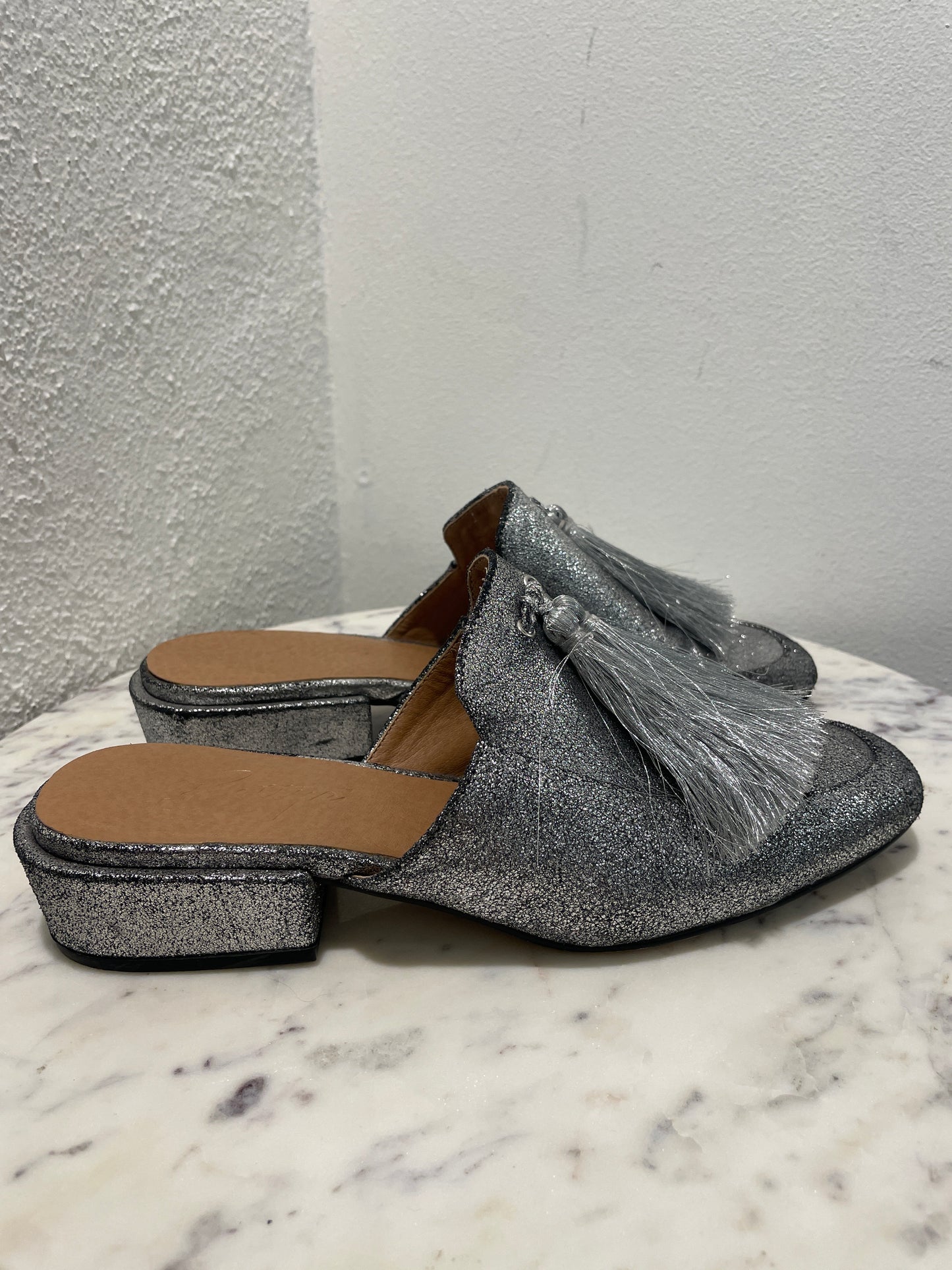 Bettye Muller "Brea" Metallic Leather Loafer Mules – US 8M / 38.5