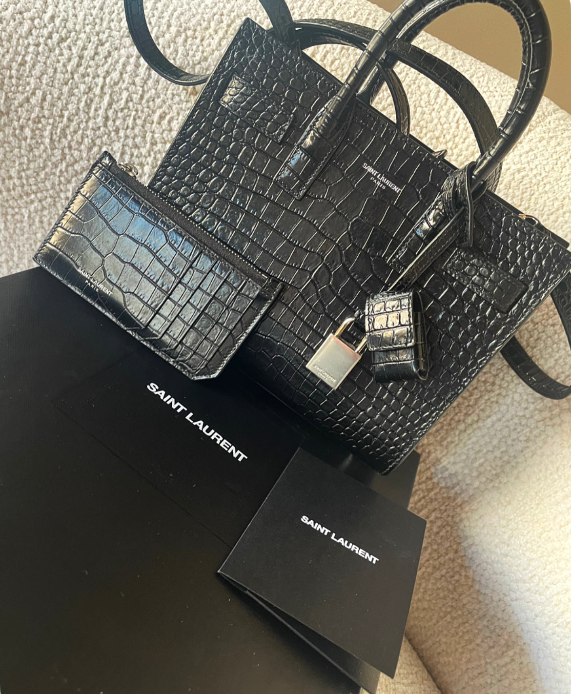 Saint Laurent taske og pung - Alligator præget læder