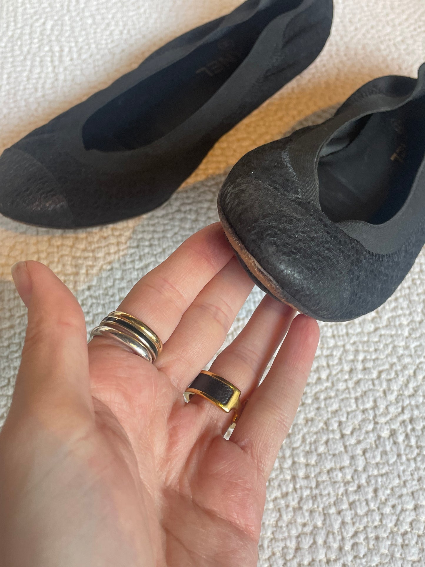 Chanel ballerina - Sort stof og læder - 38