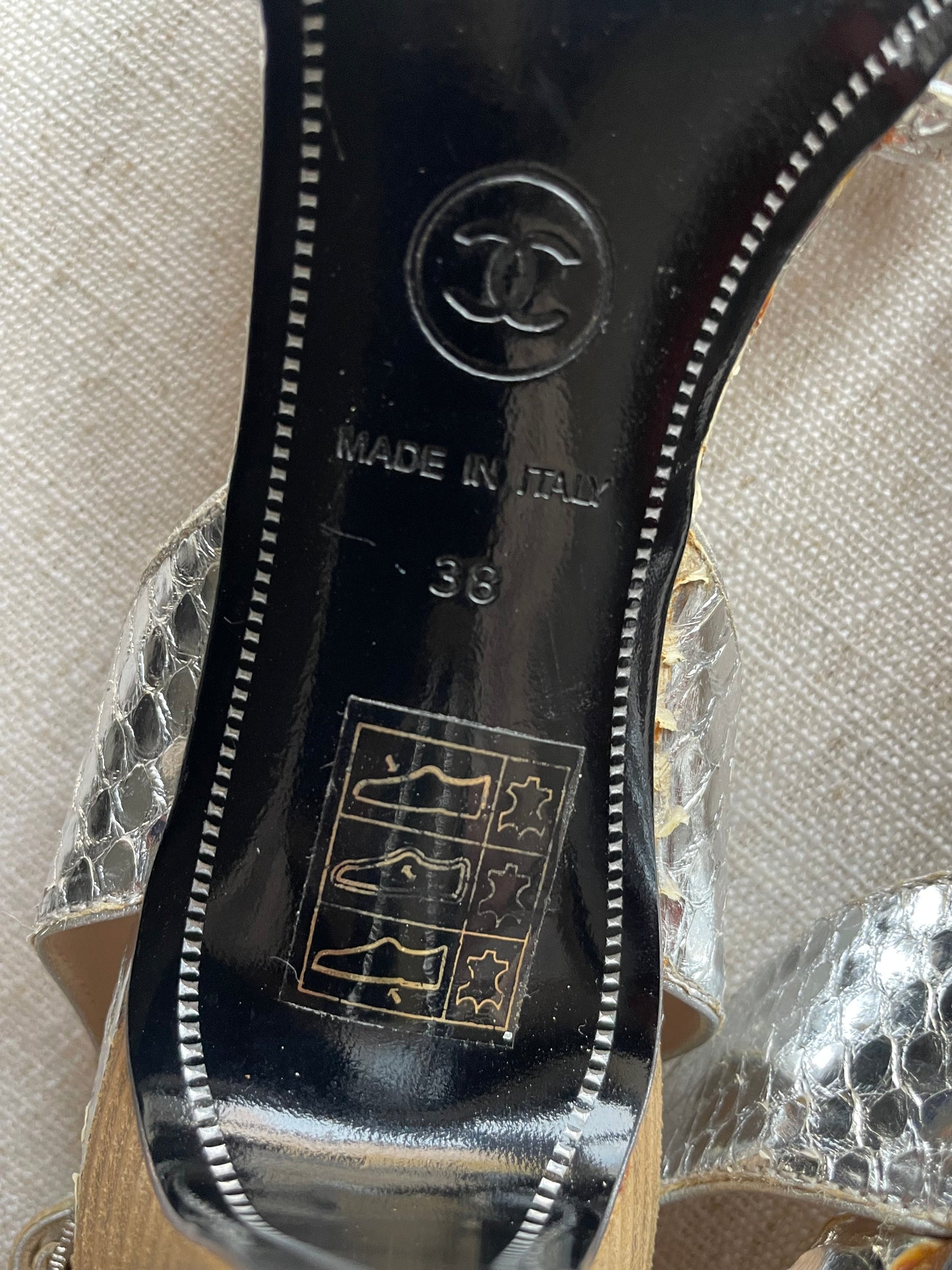 Chanel - heels - Ægte Python - Silver - 38
