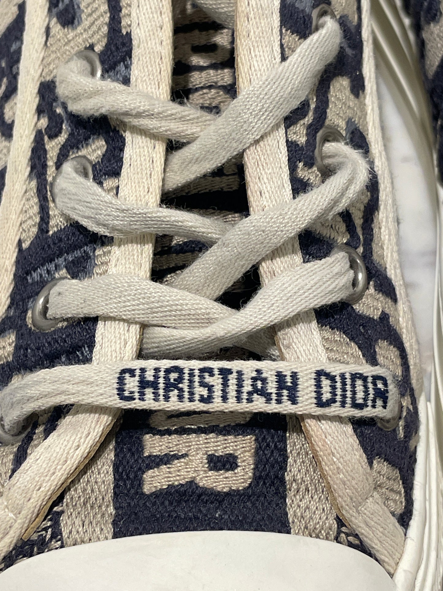 Christian Dior Walk'n'Dior Blue Oblique Embroidered Sneakers - 36