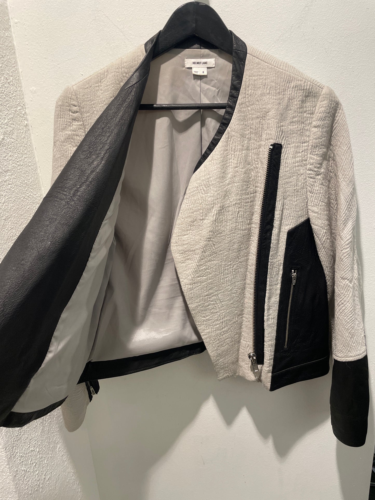 Helmut Lang Jacket – Light Grey & Black Leather - M