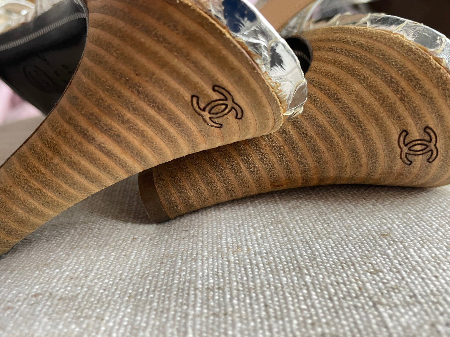 Chanel - heels - Ægte Python - Silver - 38