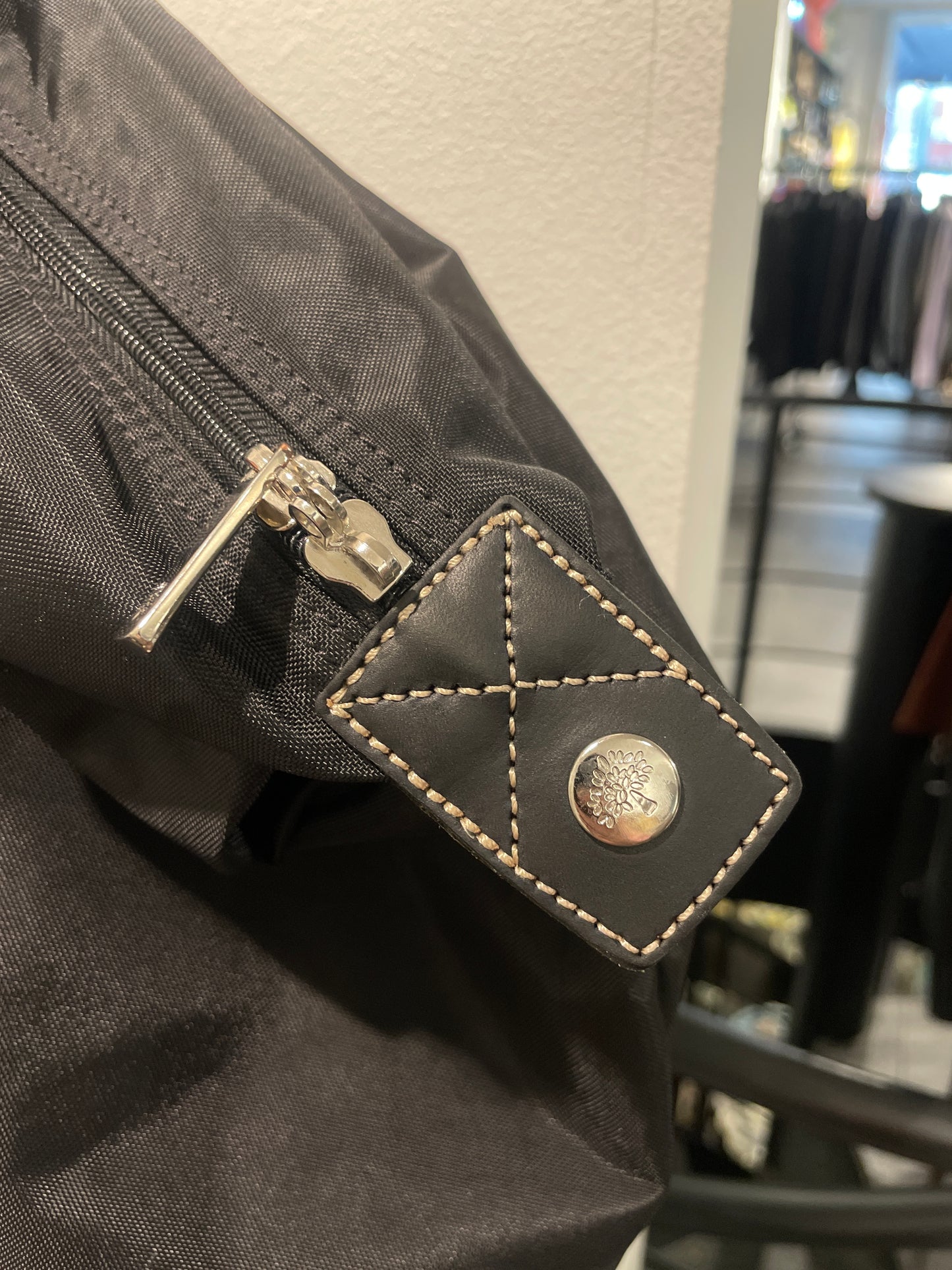 Classic Mulberry Clipper Travel Bag – Black Fabric with Leather Details