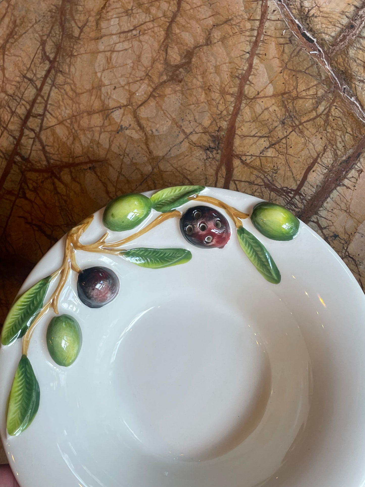 Skål til oliven - Italiensk porcelæn - M. tandstikholder - Sæt af 2