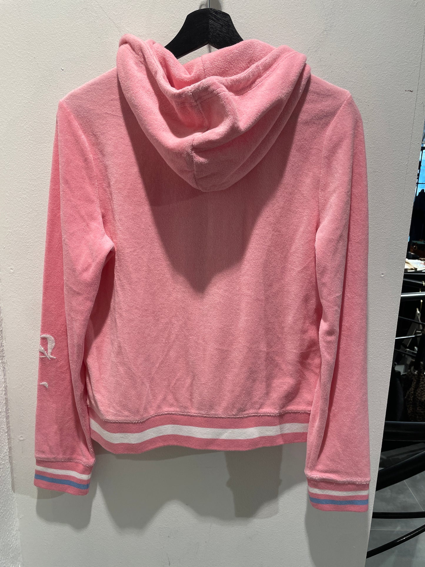 Juicy Couture Black Label Pink Towelling Terry Cloth Zip-Up Hoodie - M