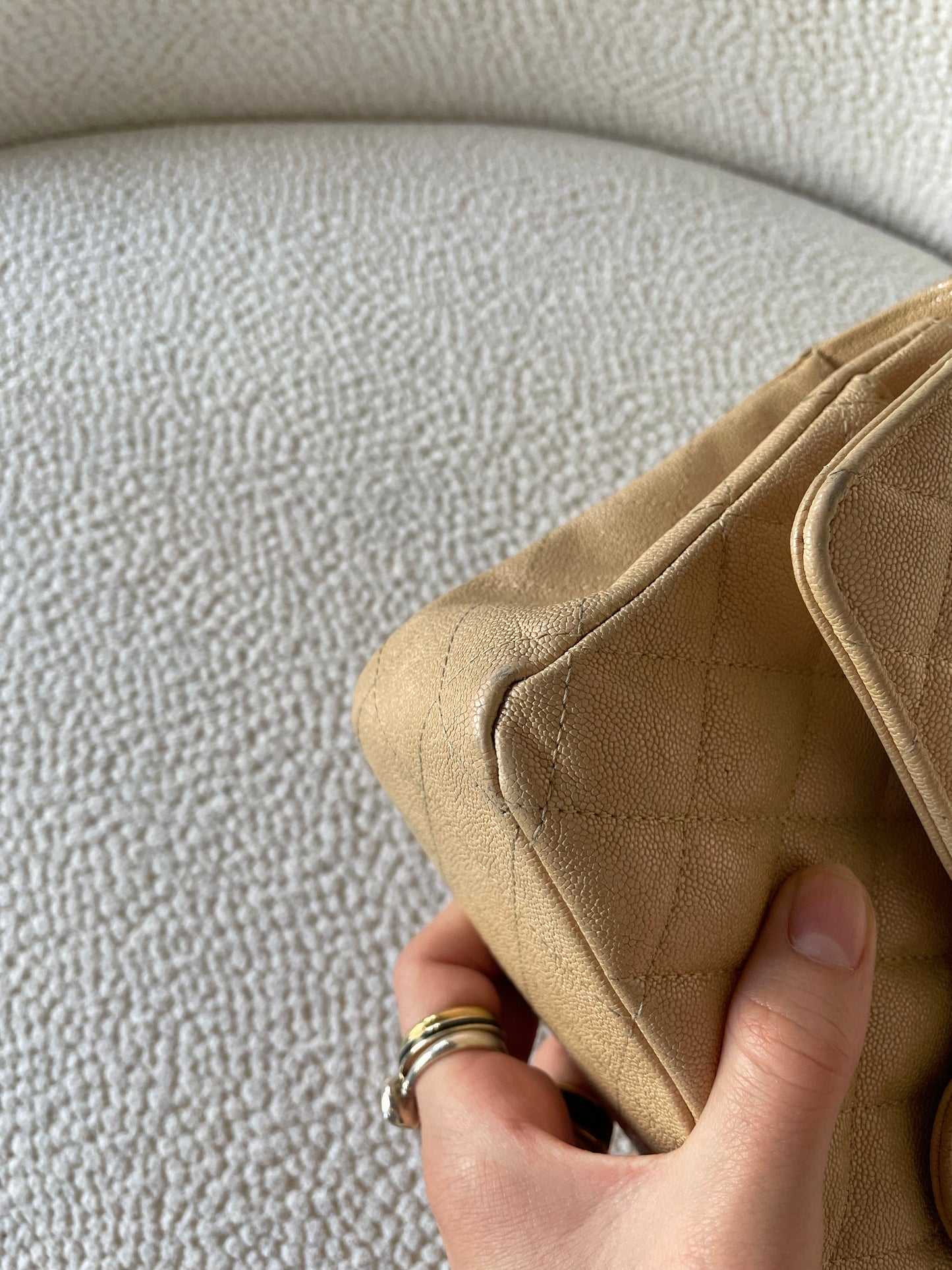 Chanel Classic Flap Bag - Medium - Limited Edition - Iridescent beige - Guld hardware