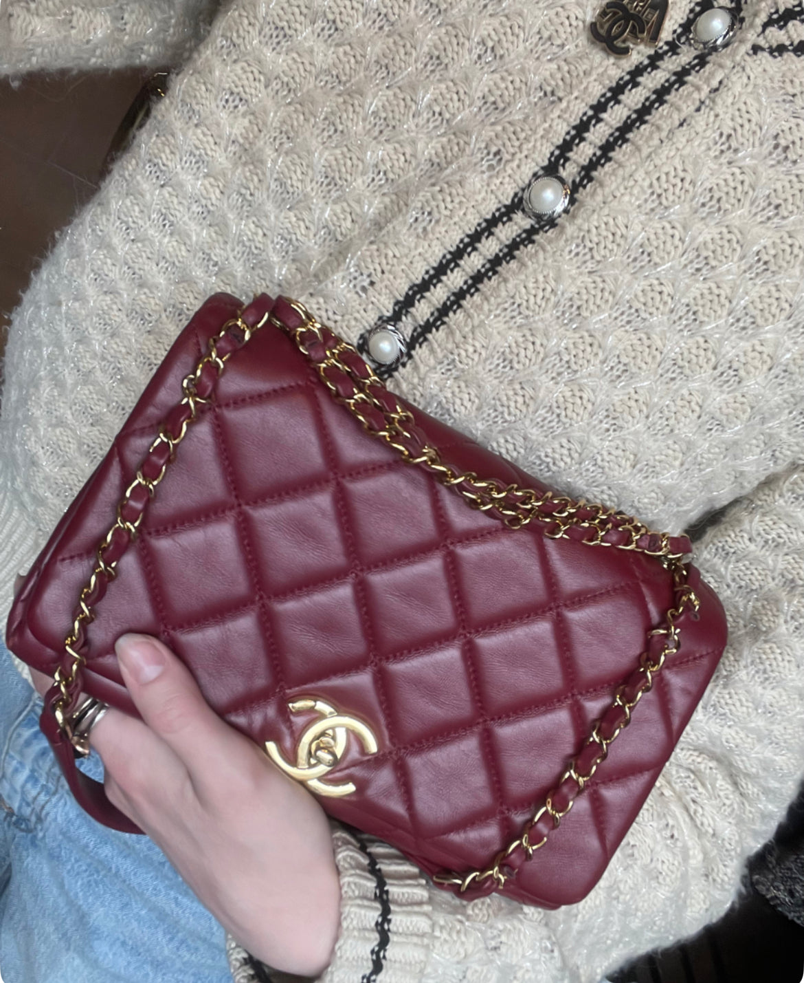 Chanel taske - Bordeaux Lammeskind - Guld hardware - 2022