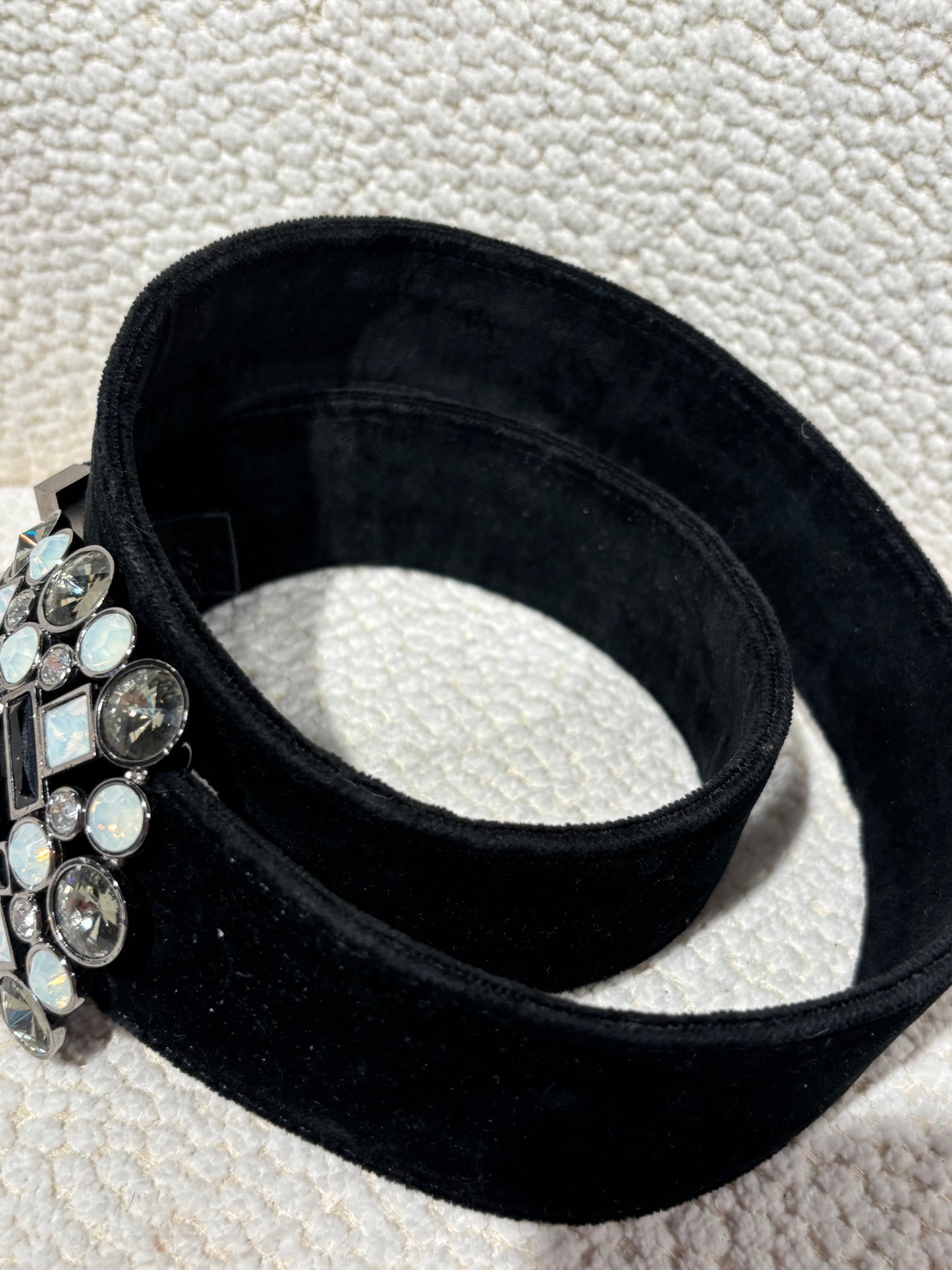 Chanel Belt – Black Velvet with Crystal-Embellished CC Buckle