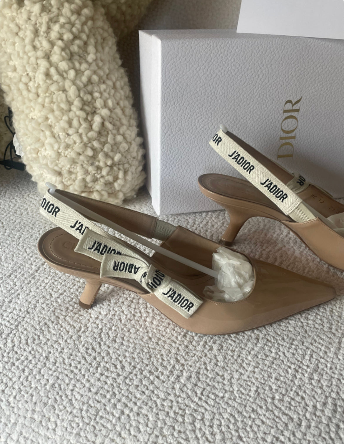 Dior - J’Adior slingback pump - Nude patentlæder - 38