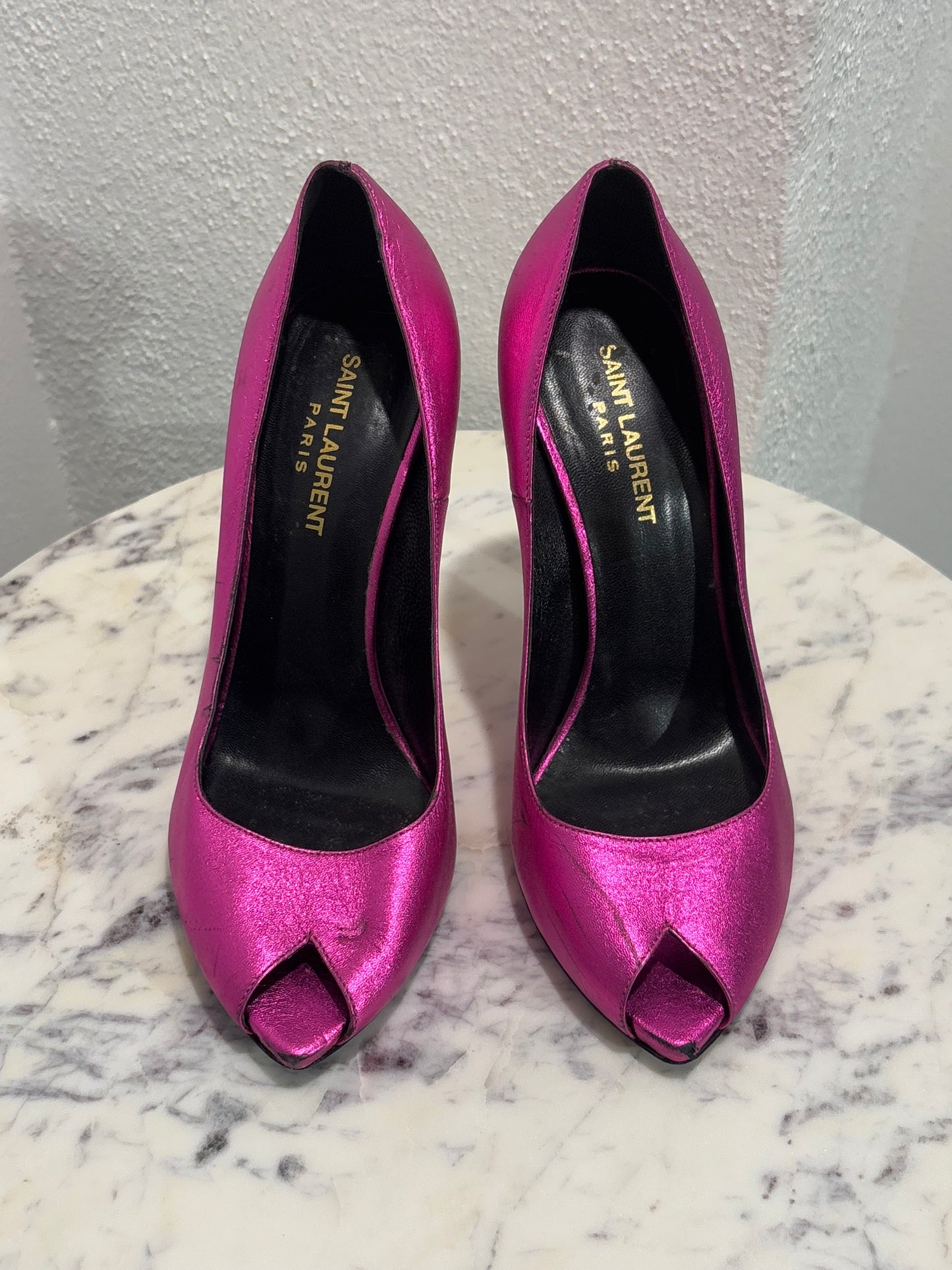 Saint Laurent Heels - Pink Metallic - 38.5 - Medinas Wardrobe