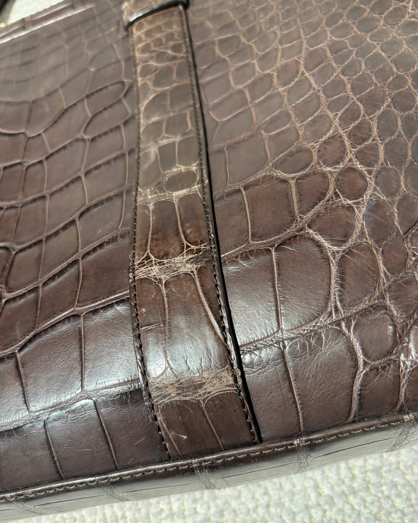 Tom Ford Attaché - Real Crocodile in Brown & Gold Zipper