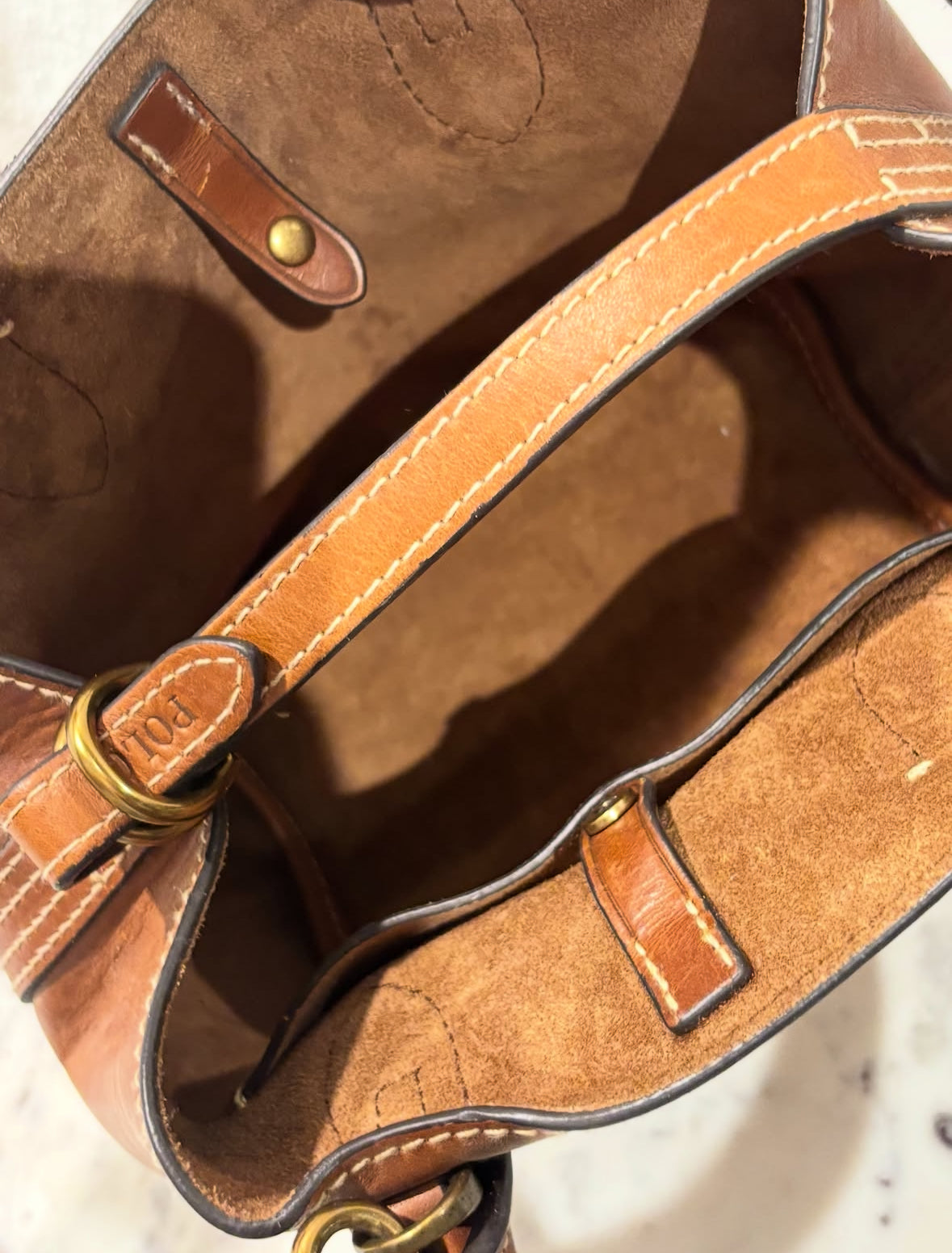Polo Ralph Lauren Bucket Bag - Cognac Leather