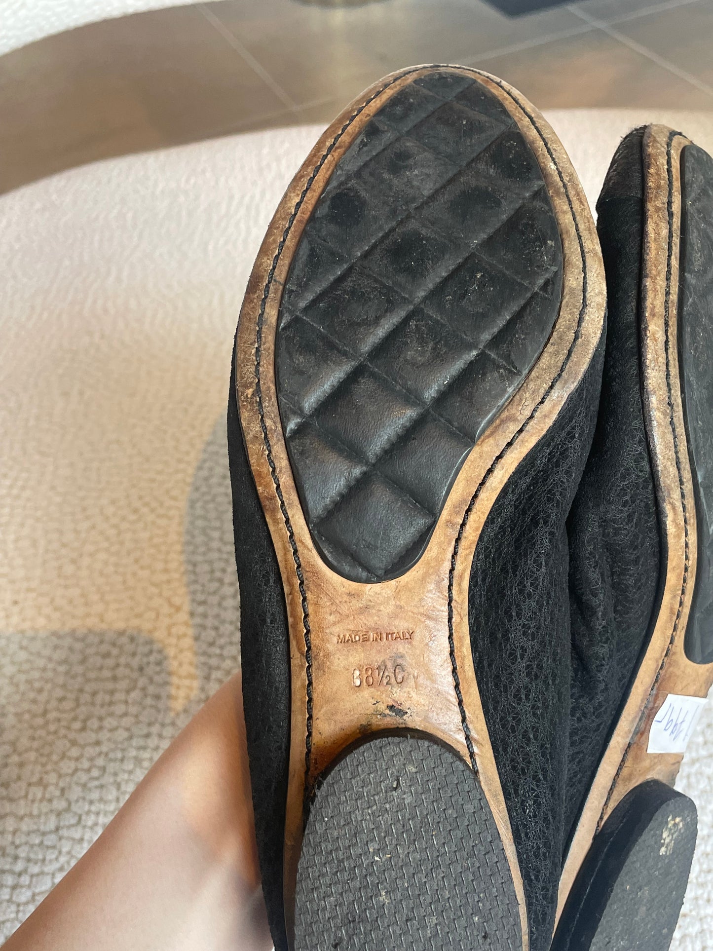 Chanel ballerina - Sort stof og læder - 38