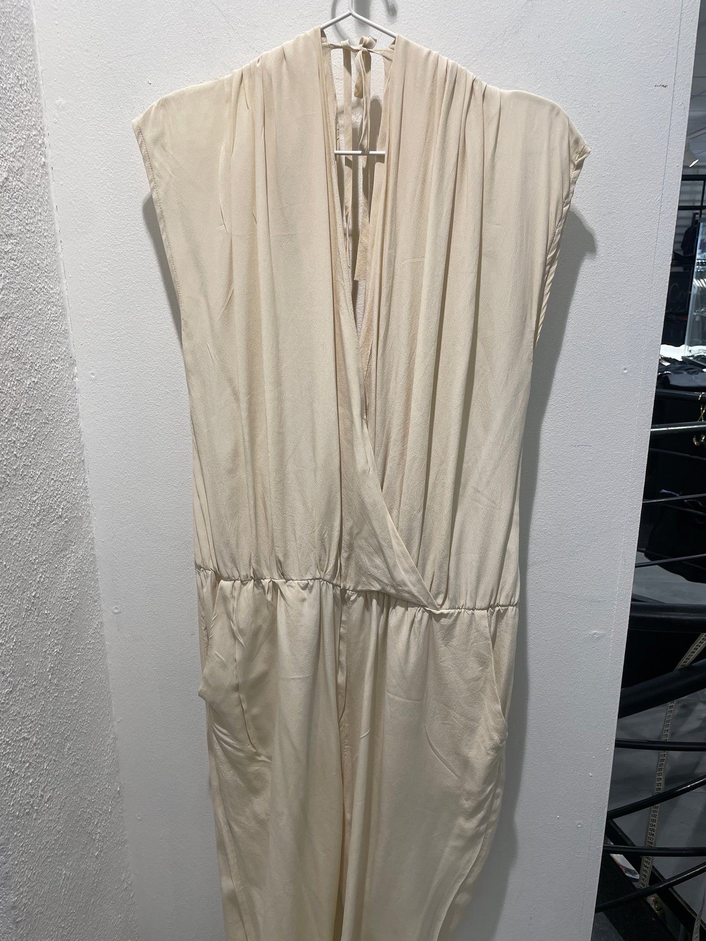 Malene Birger Silk Sleeveless Jumpsuit with Ladder-Stitch Detail - M