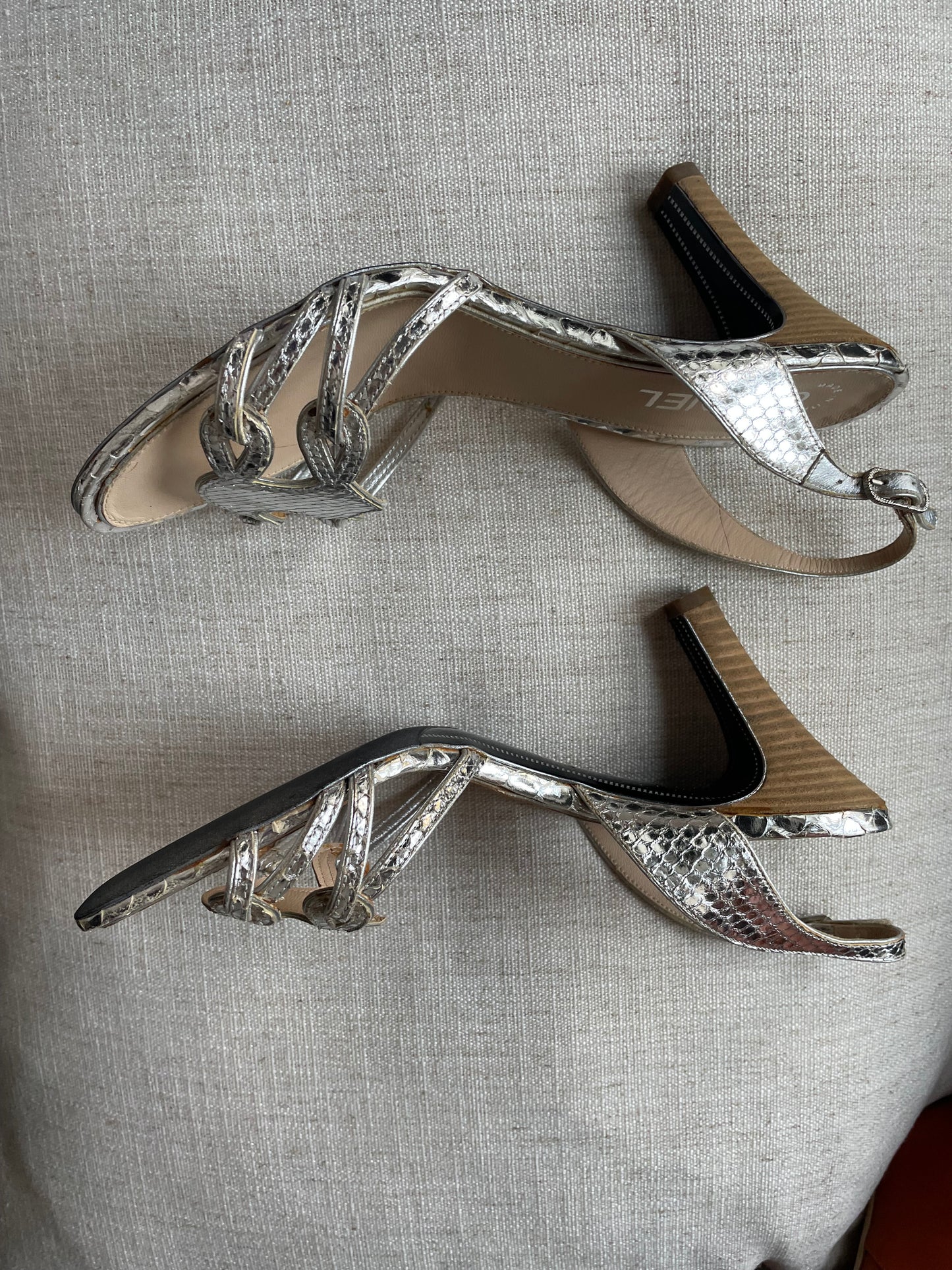 Chanel - heels - Ægte Python - Silver - 38