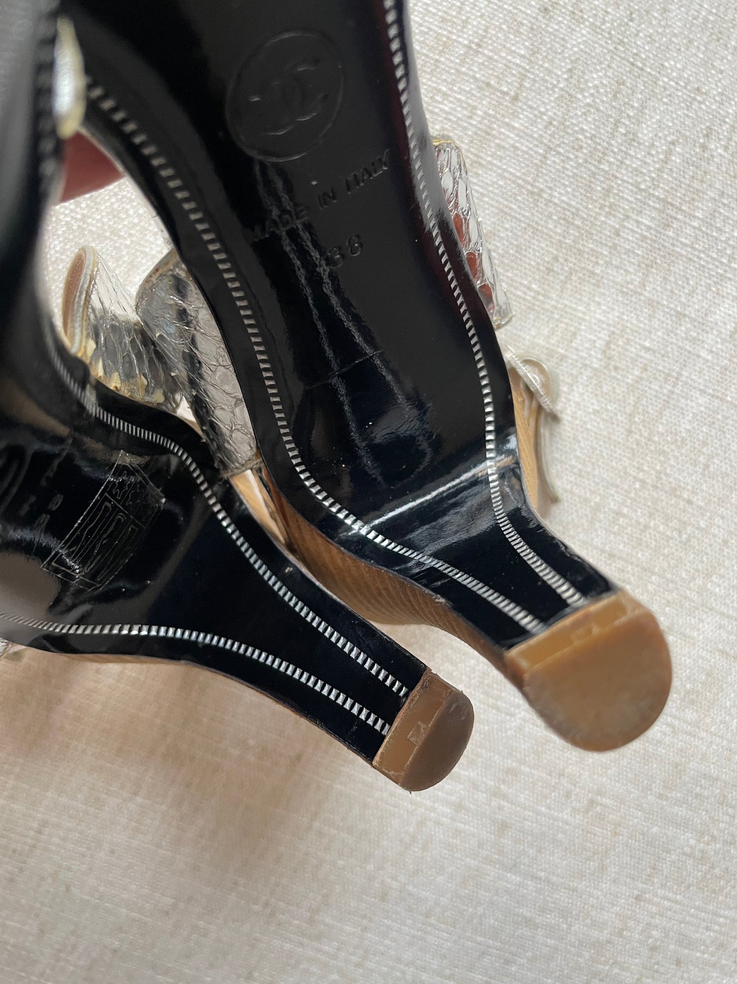 Chanel - heels - Ægte Python - Silver - 38