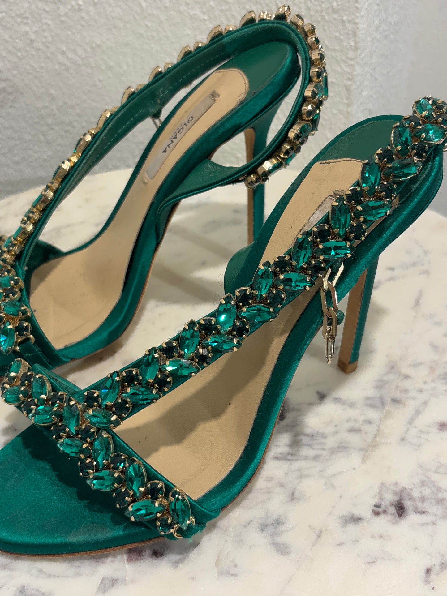Olgana Paris - Heels - Satin & Crystals - 38 - Medinas Wardrobe