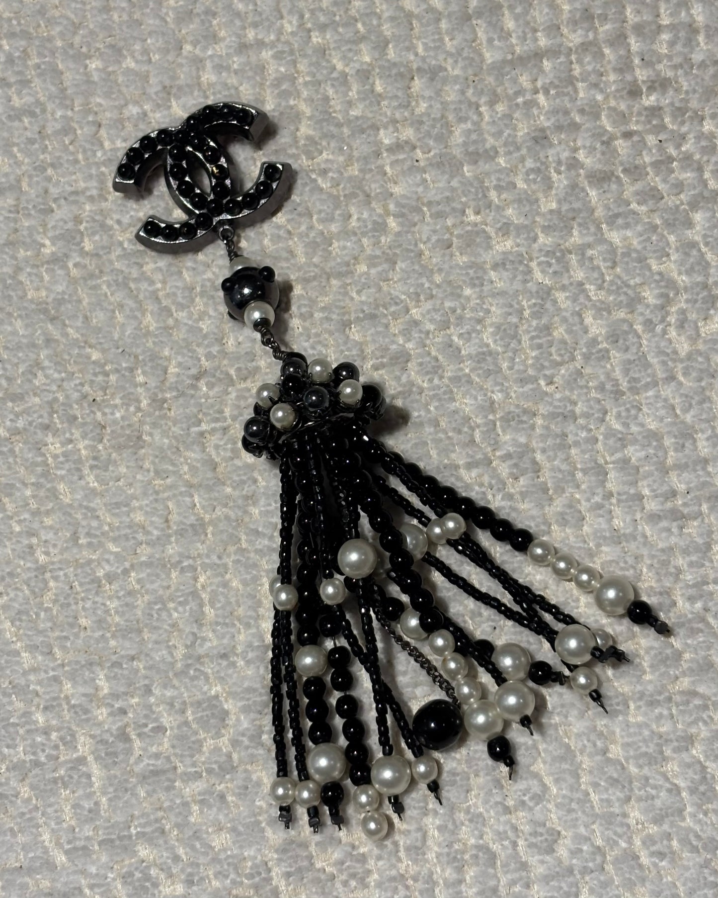 Chanel Brooch - Unique CC with with Pearl Fringe