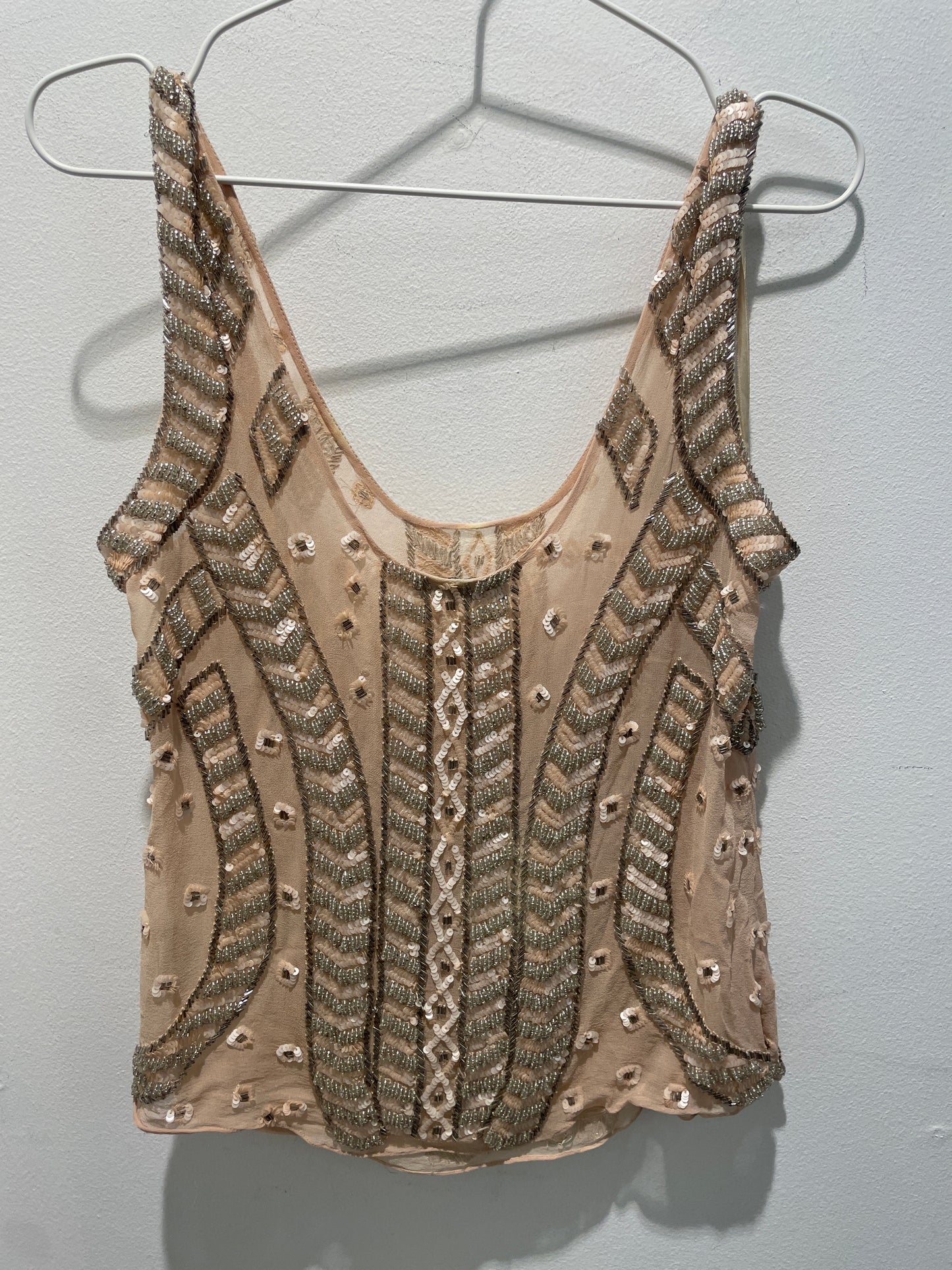 Diamond for Eden - top - Nude w. paillets & beads - S/M