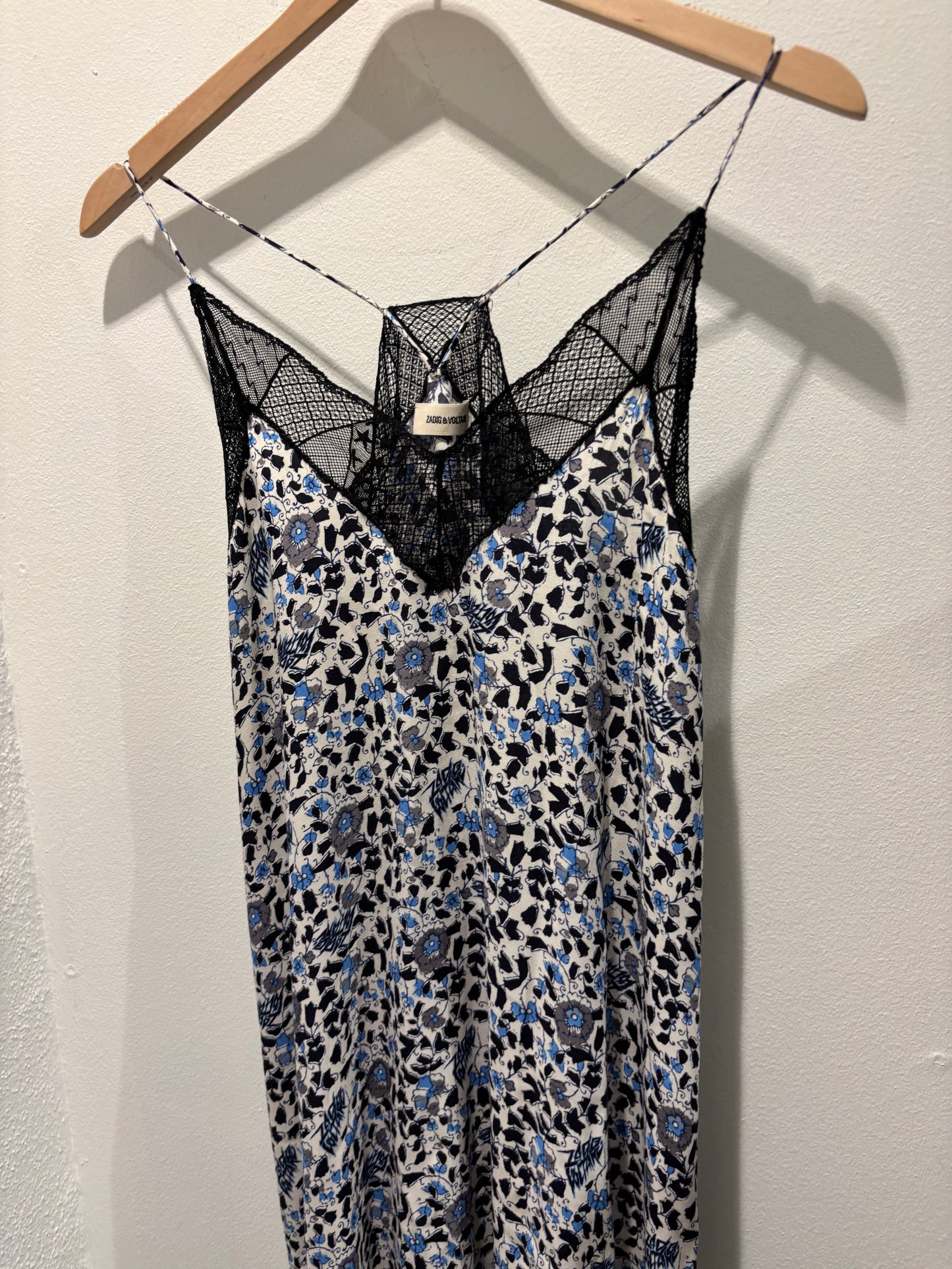 Zadig & Voltaire Dress - Blue Floral & Lace - Size Medium