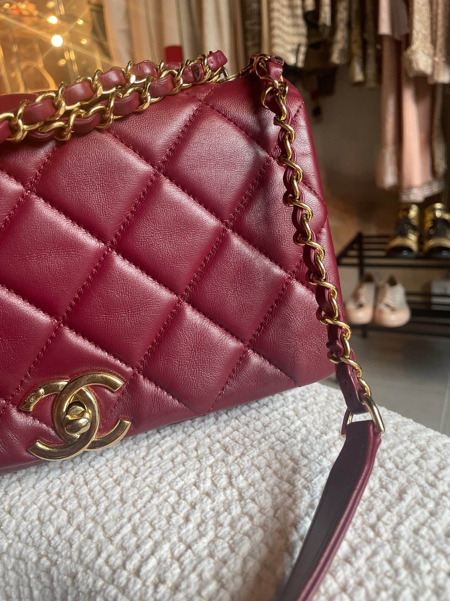 Chanel taske - Bordeaux Lammeskind - Guld hardware - 2022