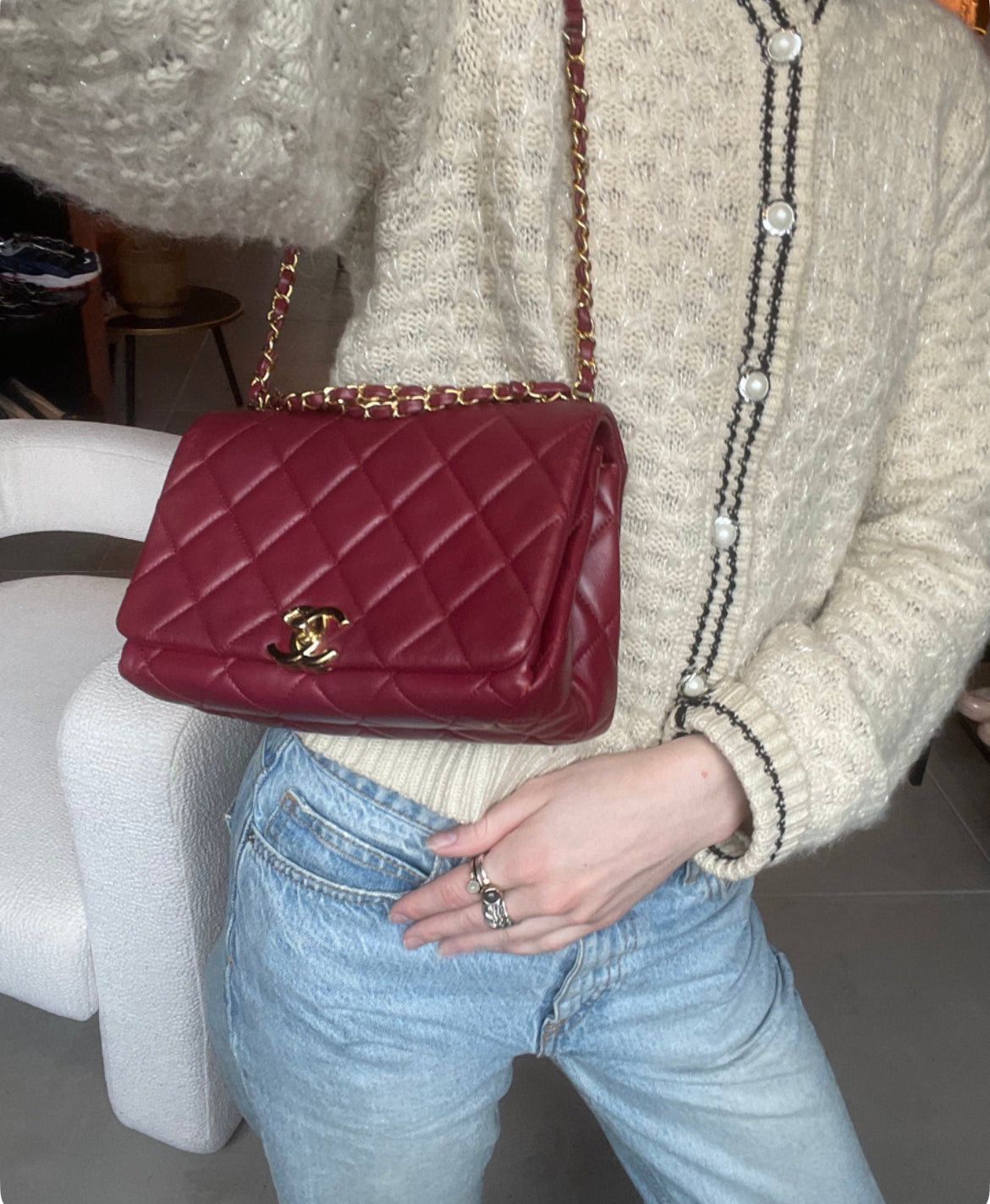 Chanel taske - Bordeaux Lammeskind - Guld hardware - 2022