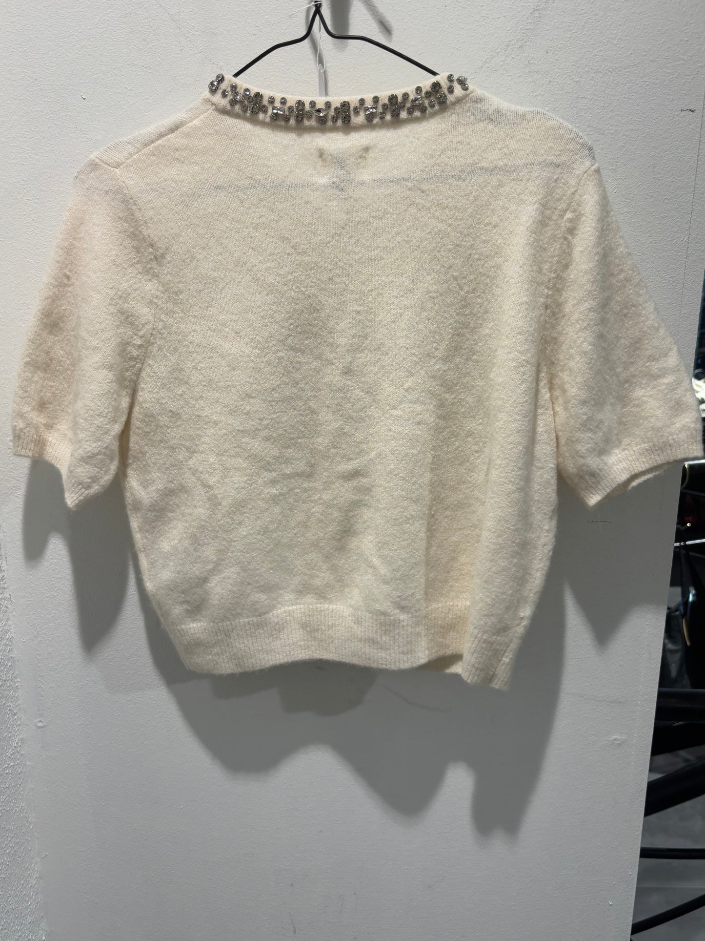 H&M - Cropped Knitted top - white w. stones - Medinas Wardrobe - M