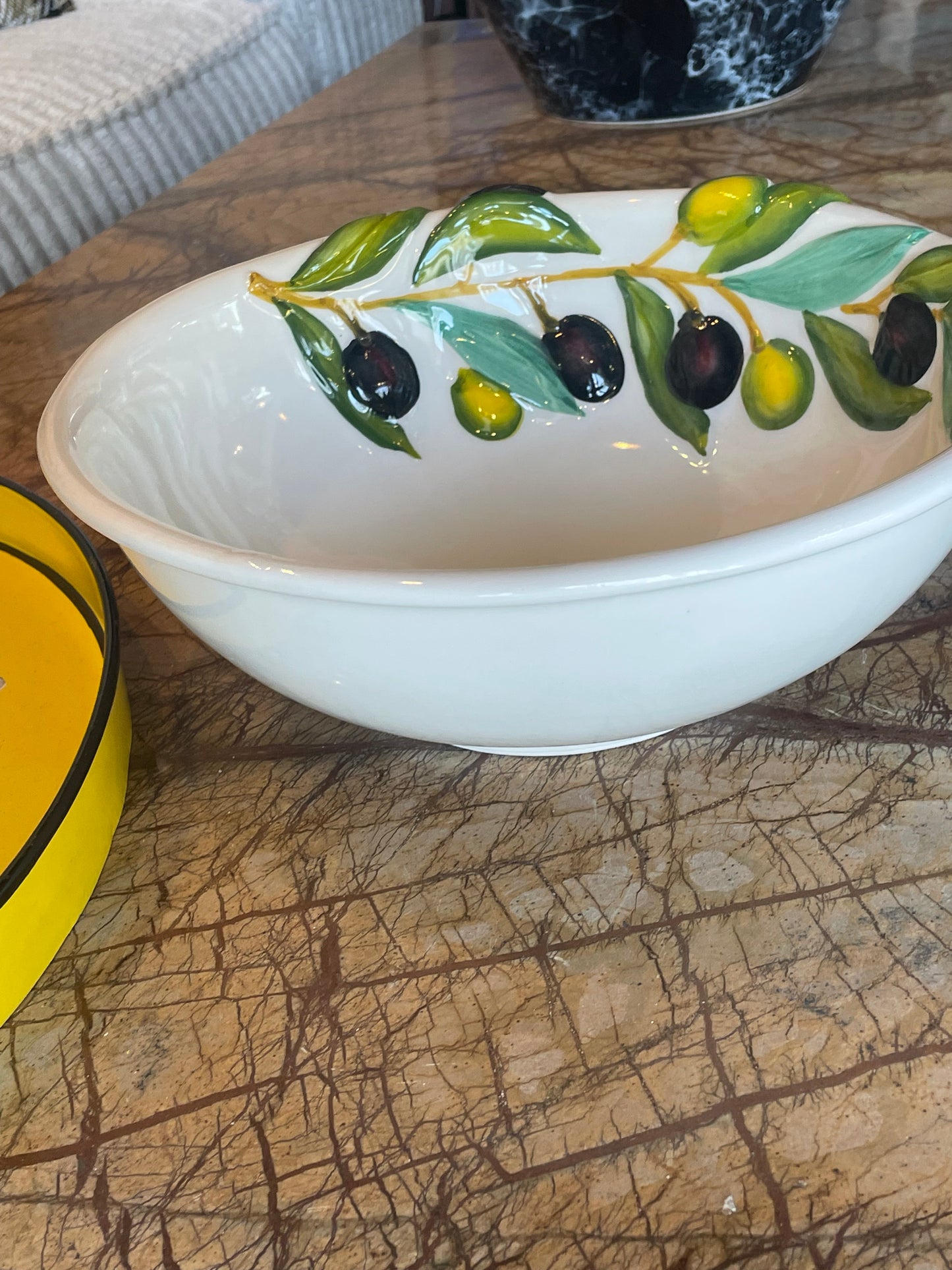 Skål med olivenranker - Italiensk porcelæn