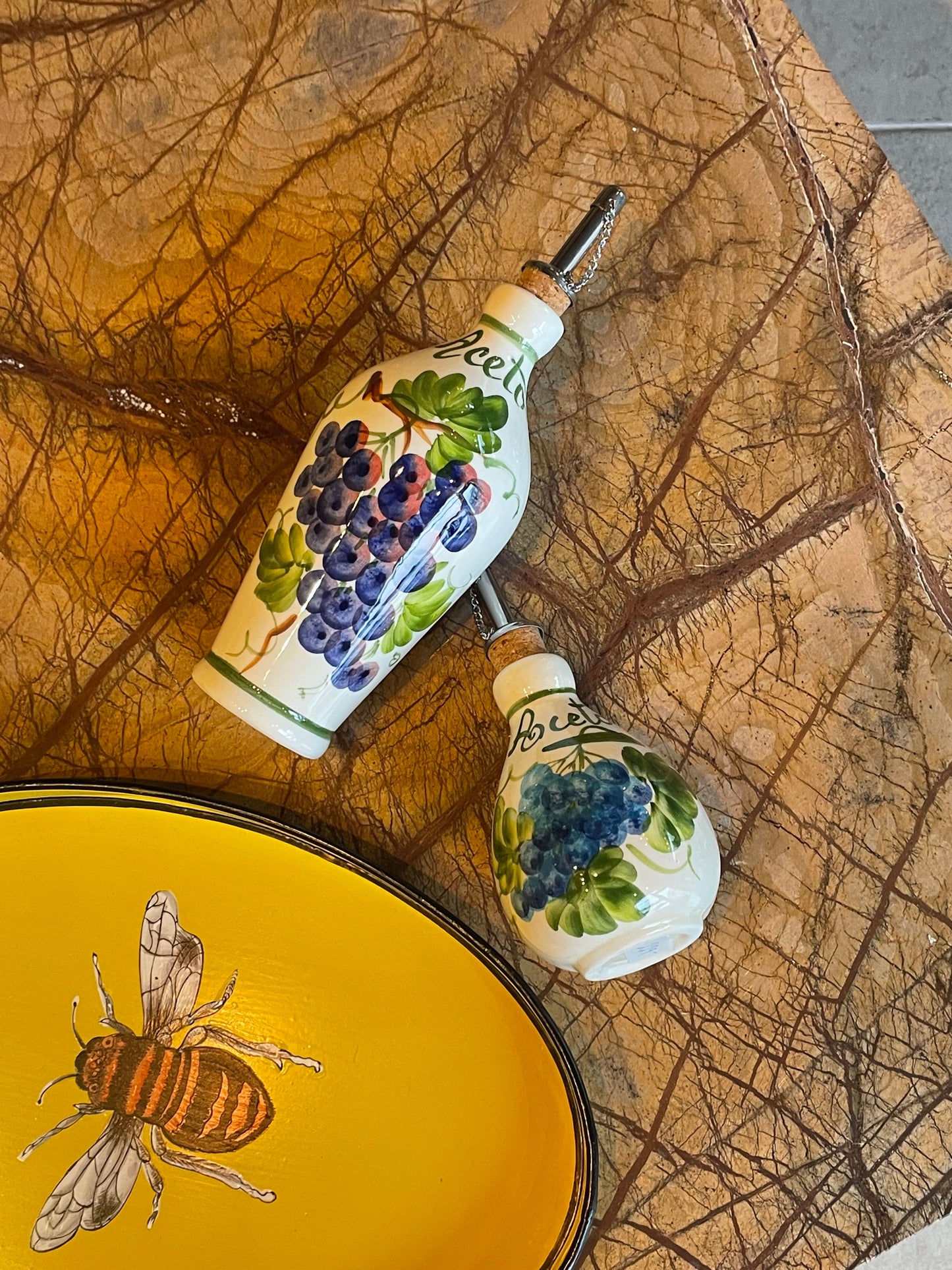 Stor olieflaske - Italiensk porcelæn