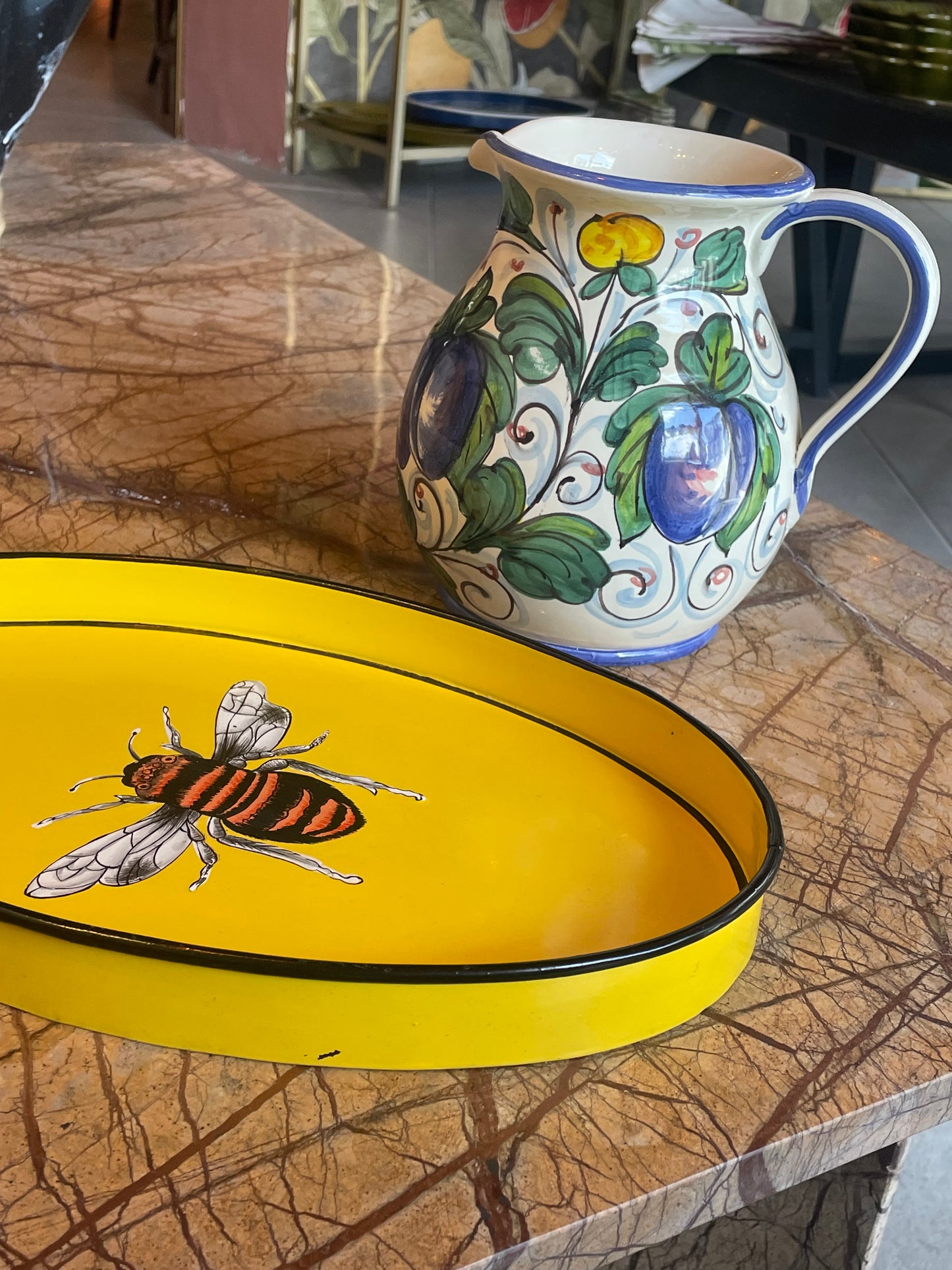 Stor Toscana kande - Blommer - Italiensk porcelæn