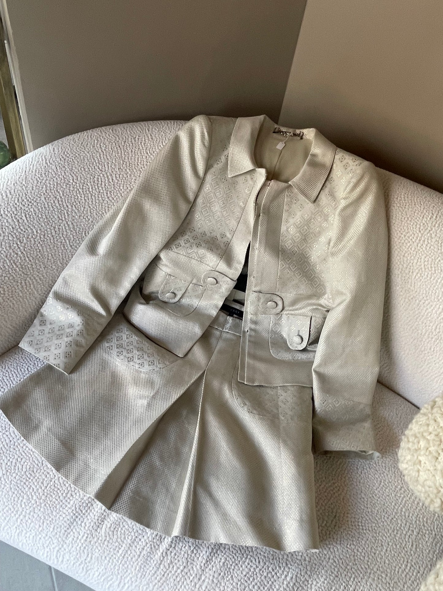 Gucci sæt med blazer og nederdel - Special Edt - Ecru & Silver