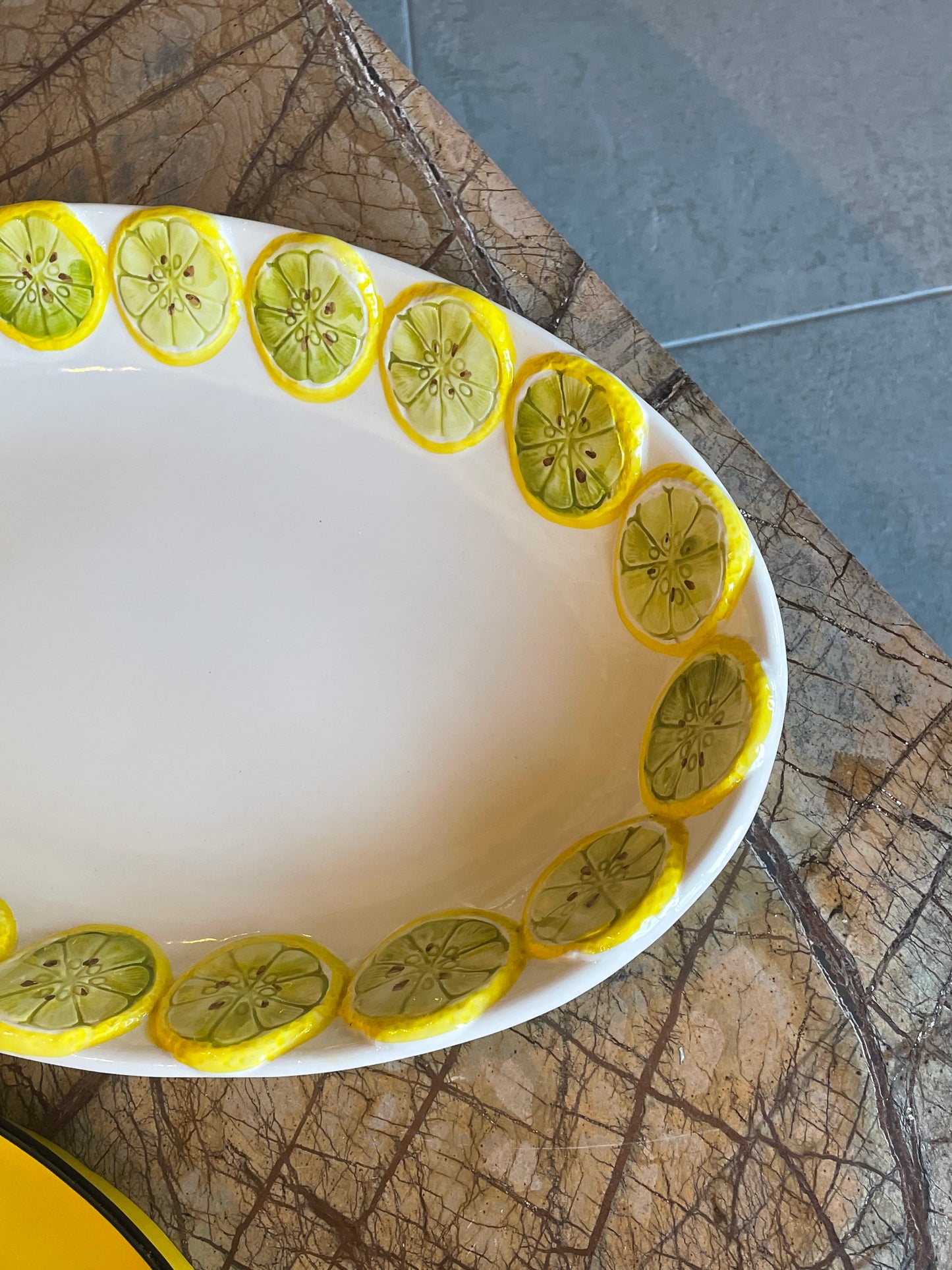Stort fad m. citronskiver - Italiensk porcelæn