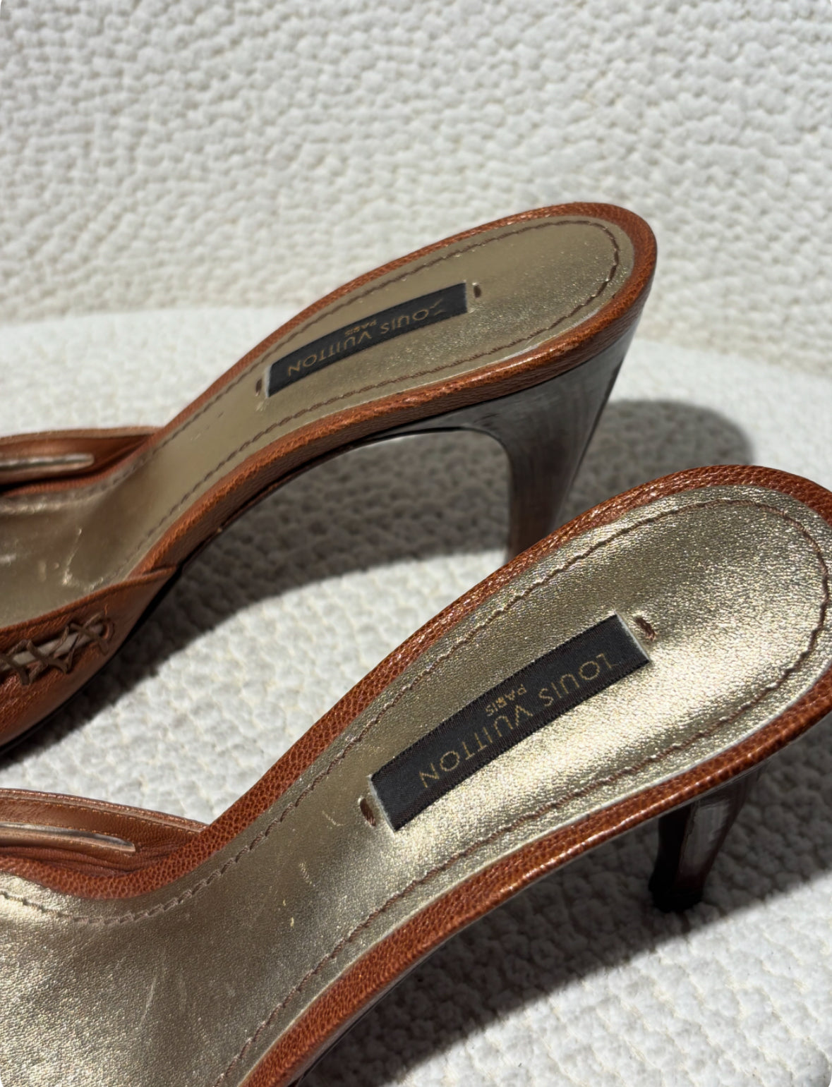 Louis Vuitton Heeled Sandals – Brown Leather with LV Buckle - EU 37.5