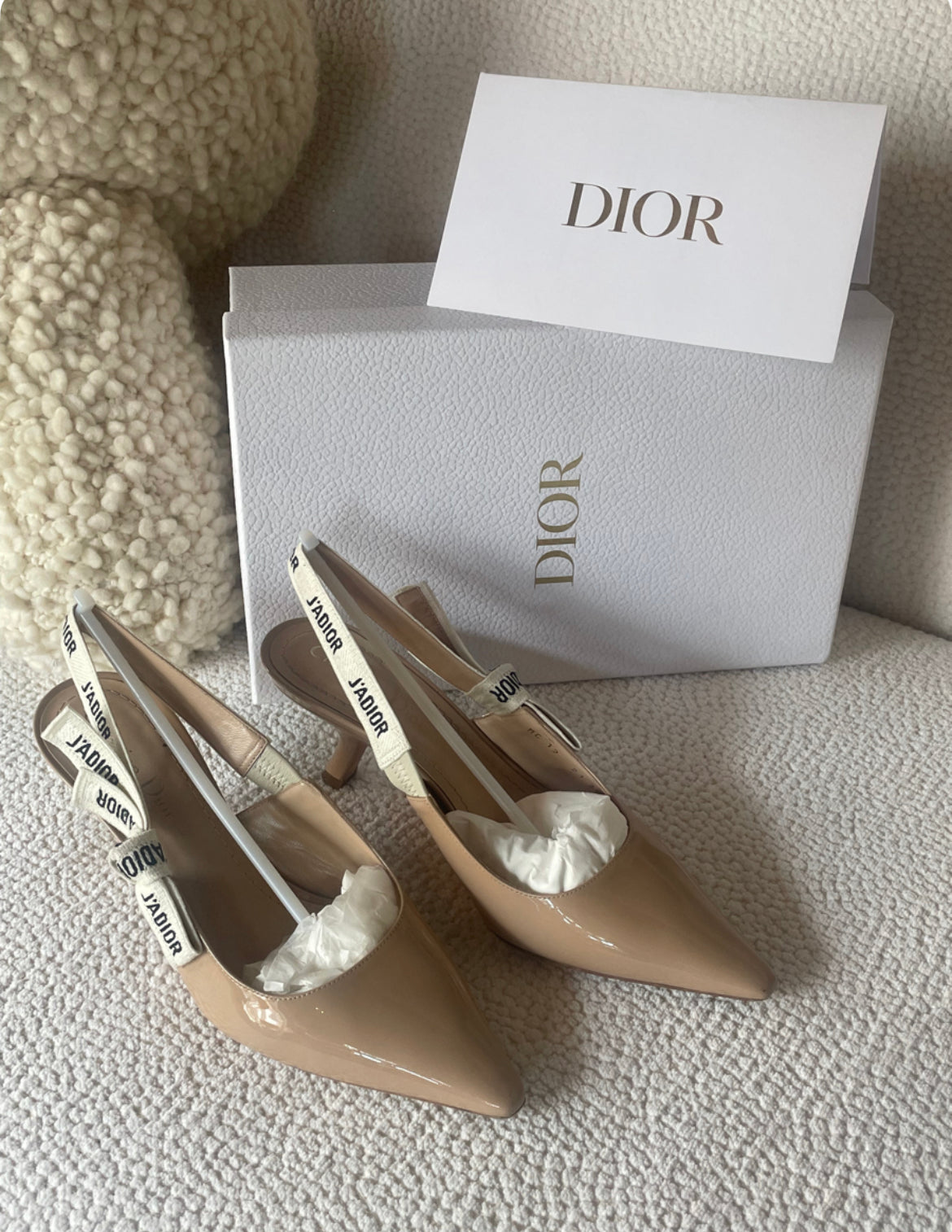 Dior - J’Adior slingback pump - Nude patentlæder - 38