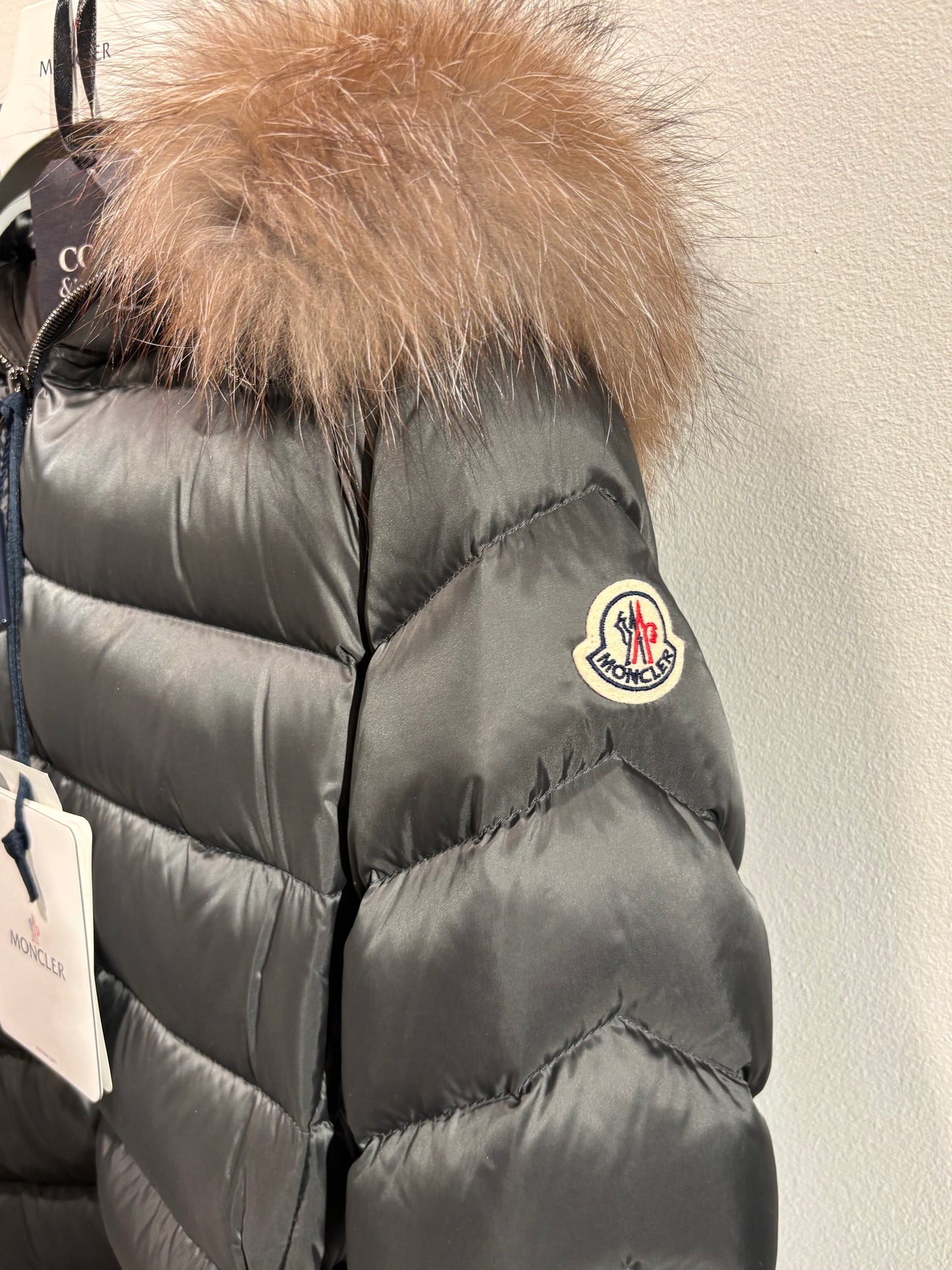 Moncler Jacket – Grey with Fur-Trimmed Hood - Size XS