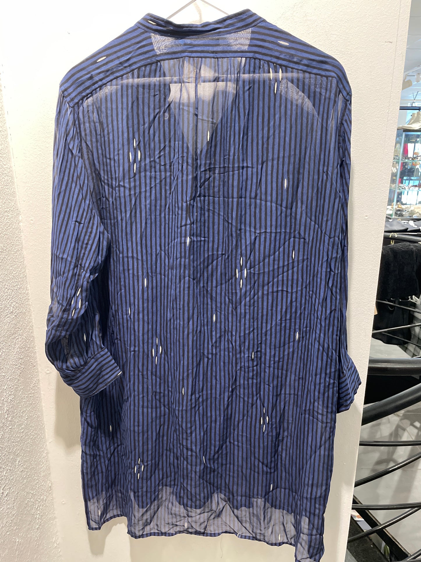 Isabel Marant Striped Tunic Dress – Navy Blue / Silver Lurex – Size EU36 (Oversized)