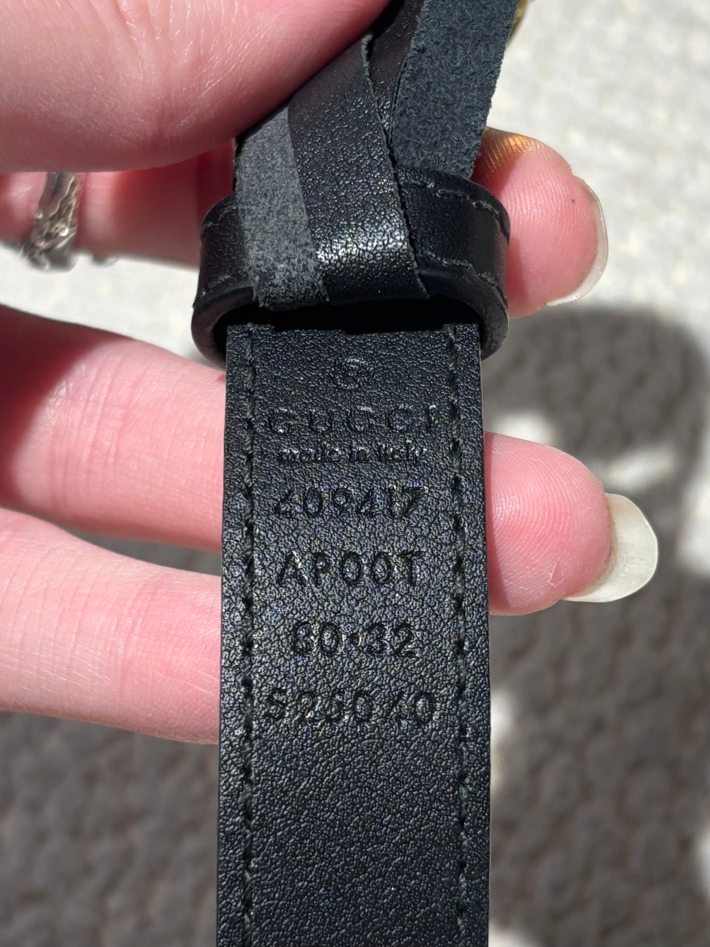 Gucci Marmont Slim Belt - Black with Gold GG Logo - Size 80